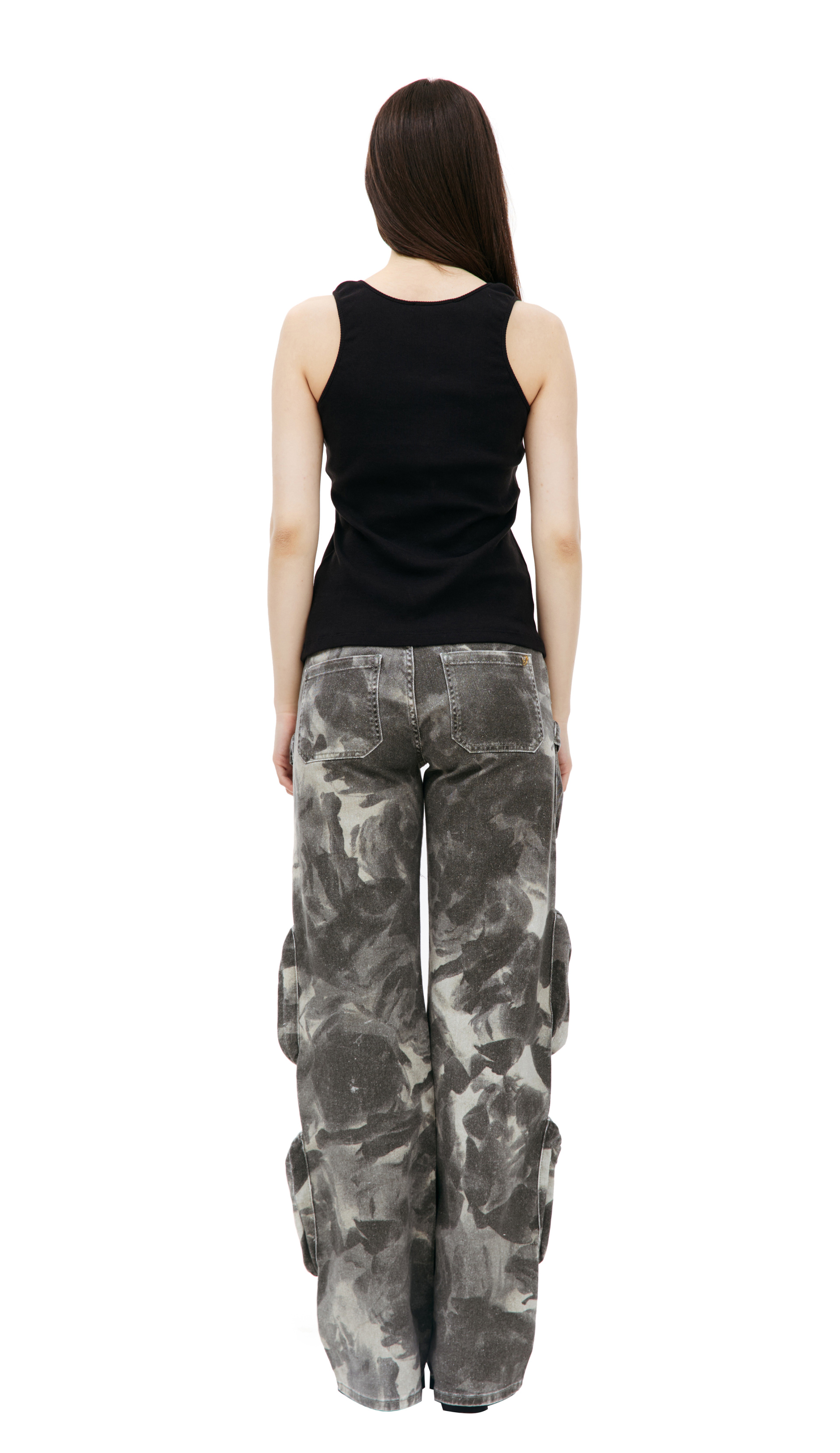 Blumarine Черная майка с вышивкой стразами