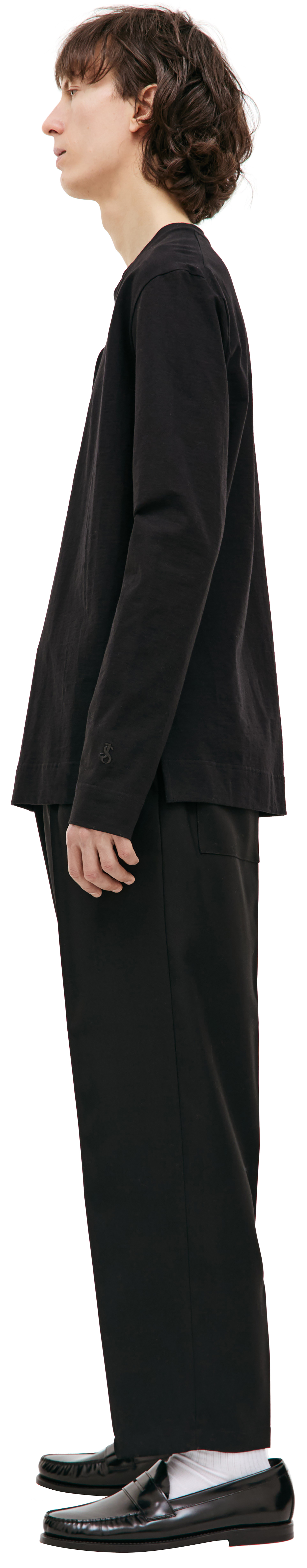 Jil Sander Черный лонгслив с разрезами