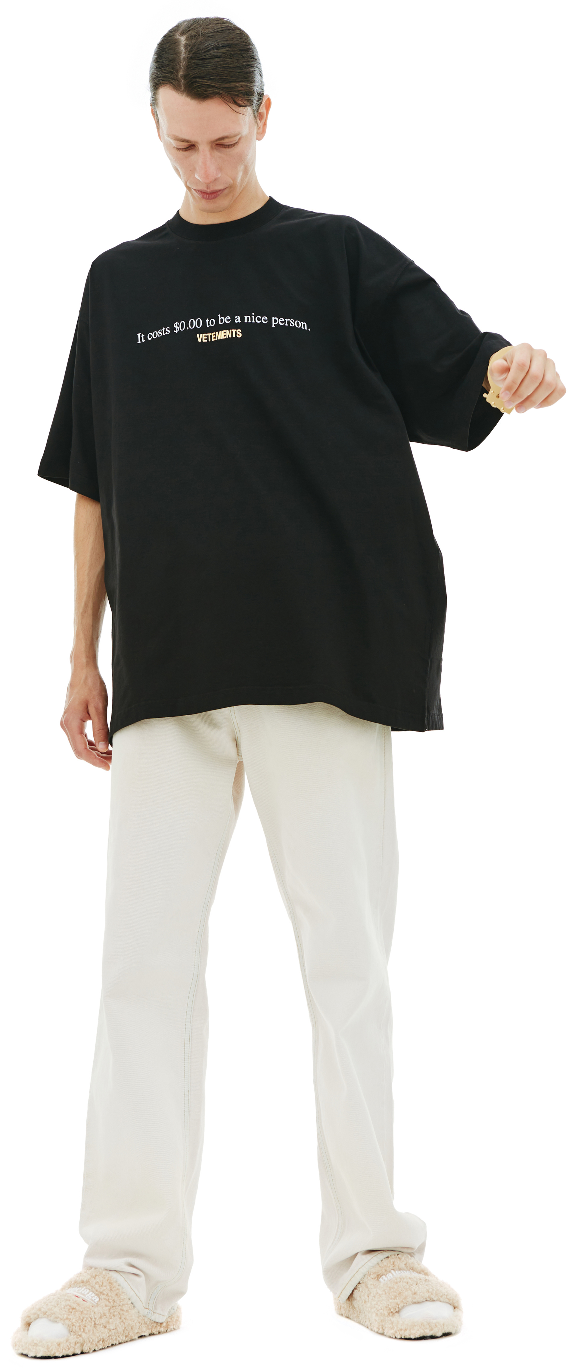 VETEMENTS Черная футболка с принтом