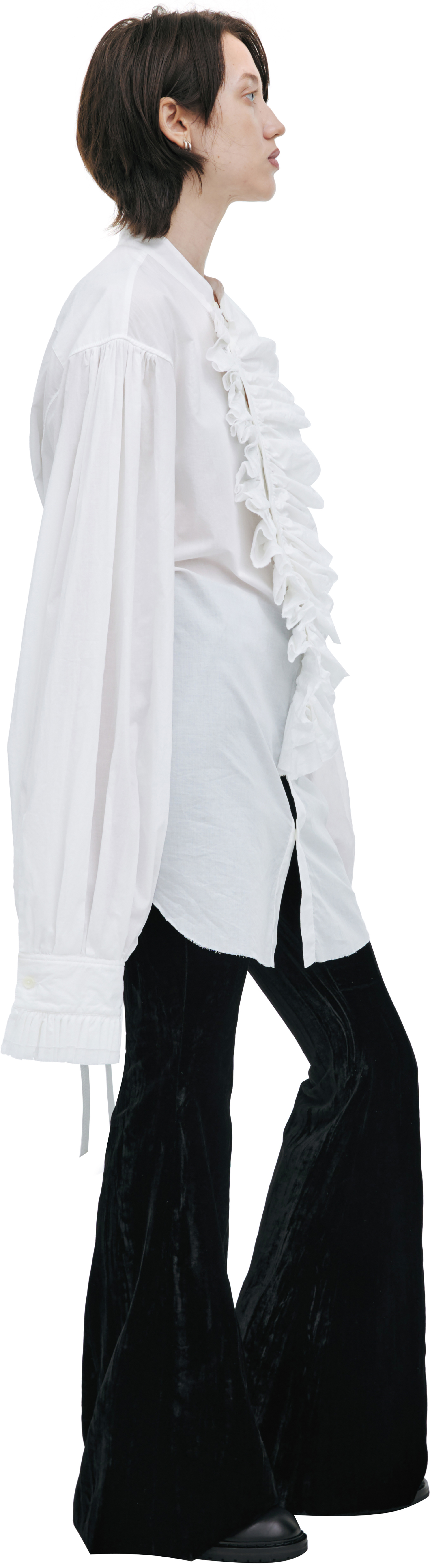 Ann Demeulemeester Хлопковая рубашка с объемными оборками на манишке