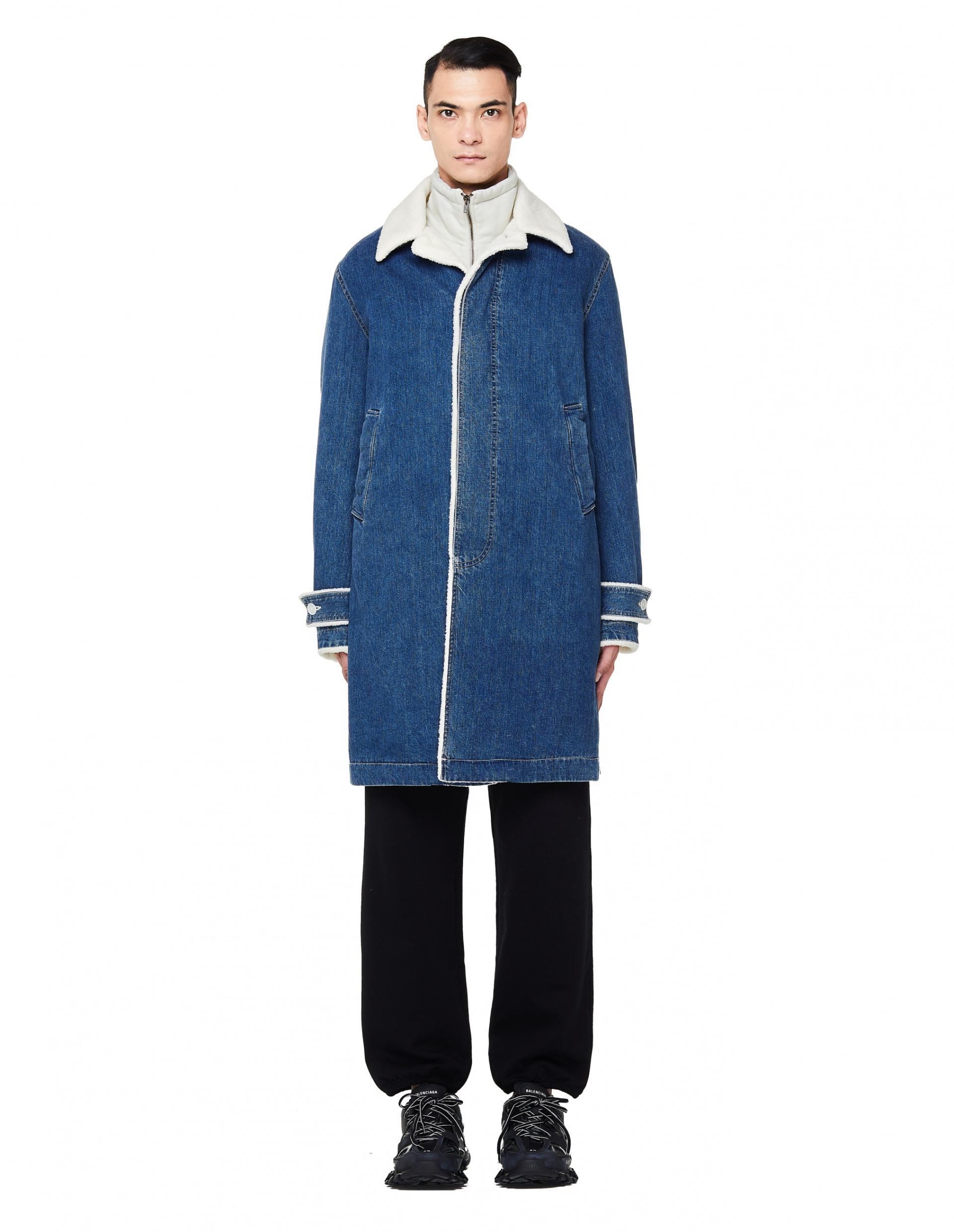 John Undercover Джинсовое пальто на искусственном меху