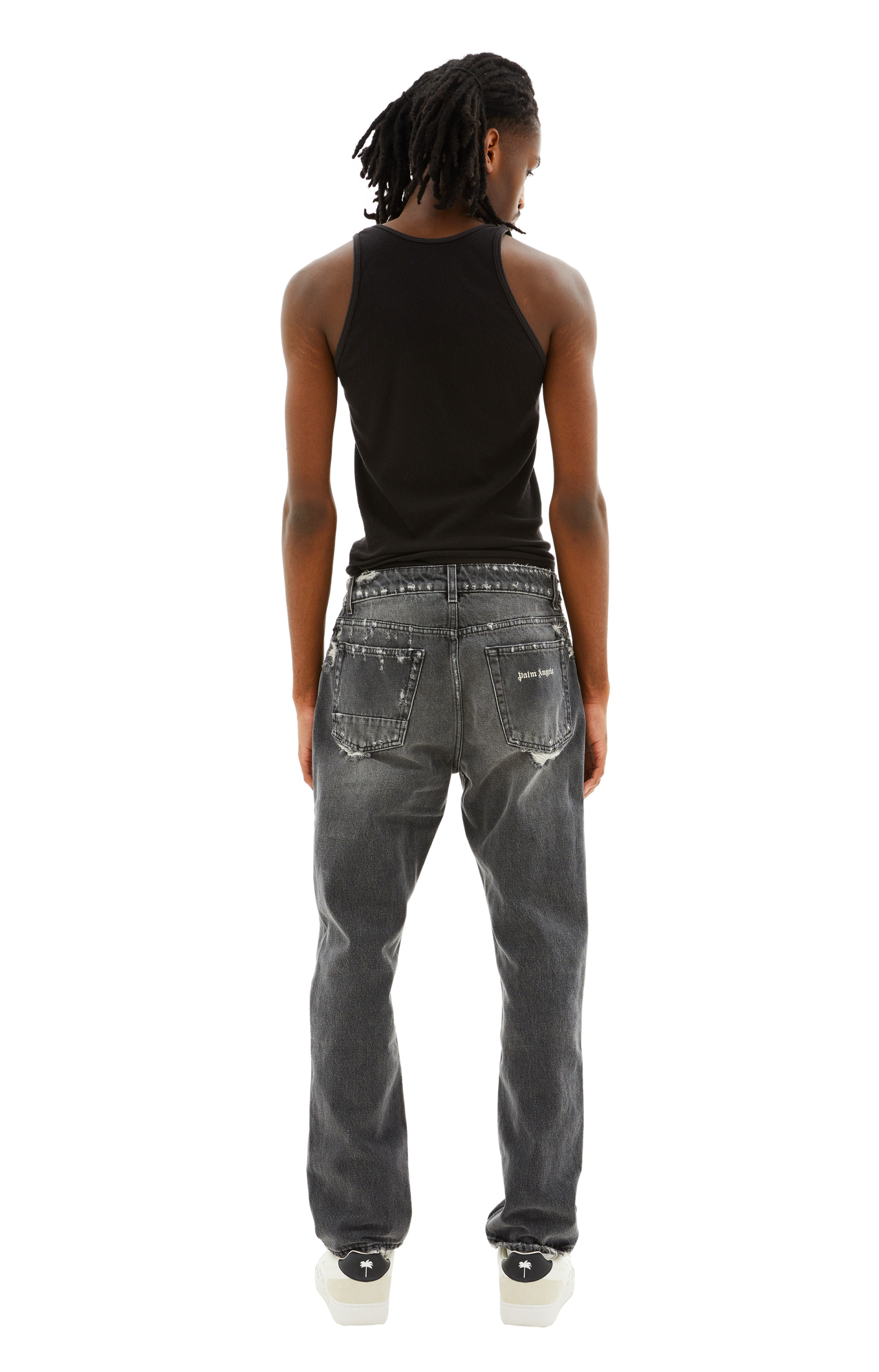 Palm Angels Серые джинсы с заплатками