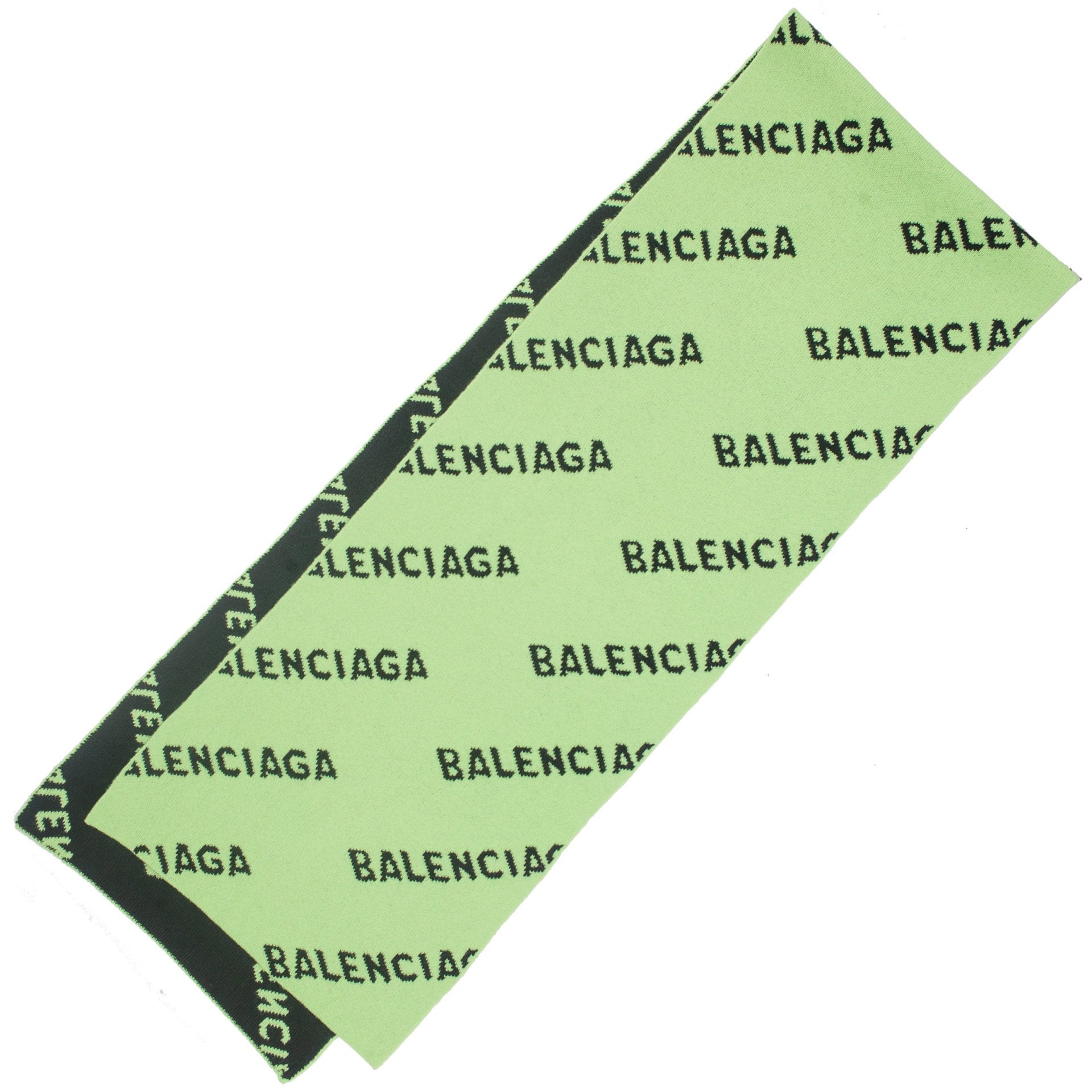 Balenciaga Зеленый шерстяной шарф All Over Logo
