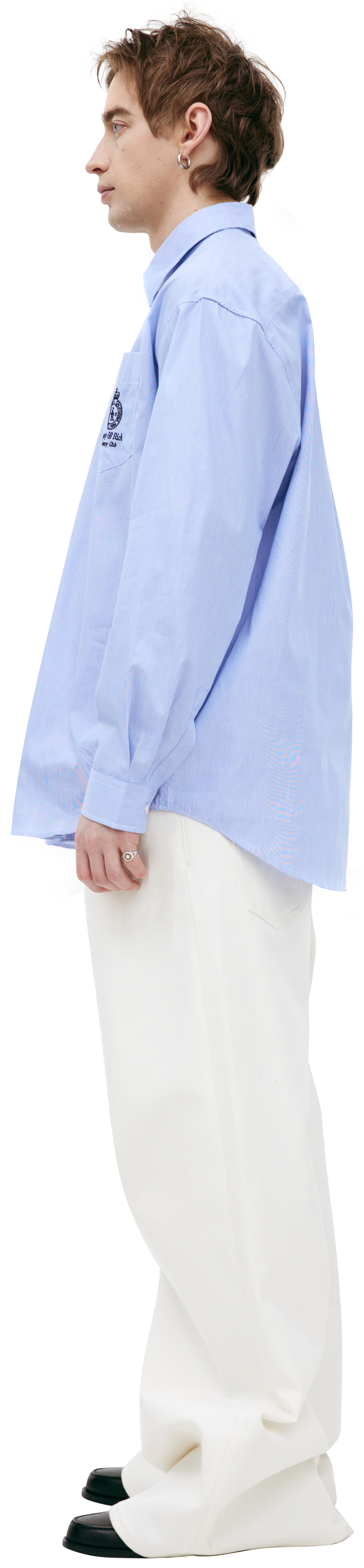 SPORTY & RICH Голубая рубашка в полоску