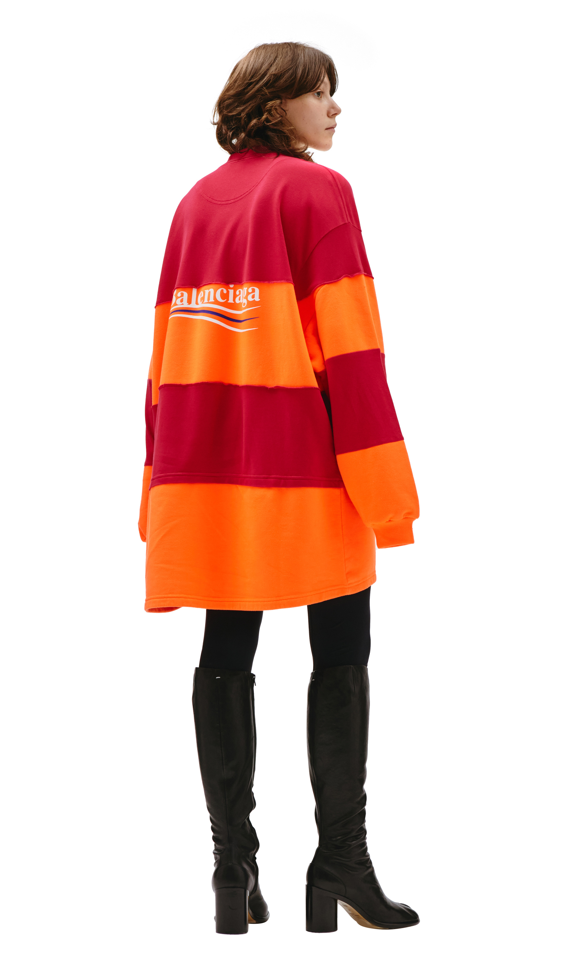 Balenciaga Красно-оранжевое поло с длинным рукавом