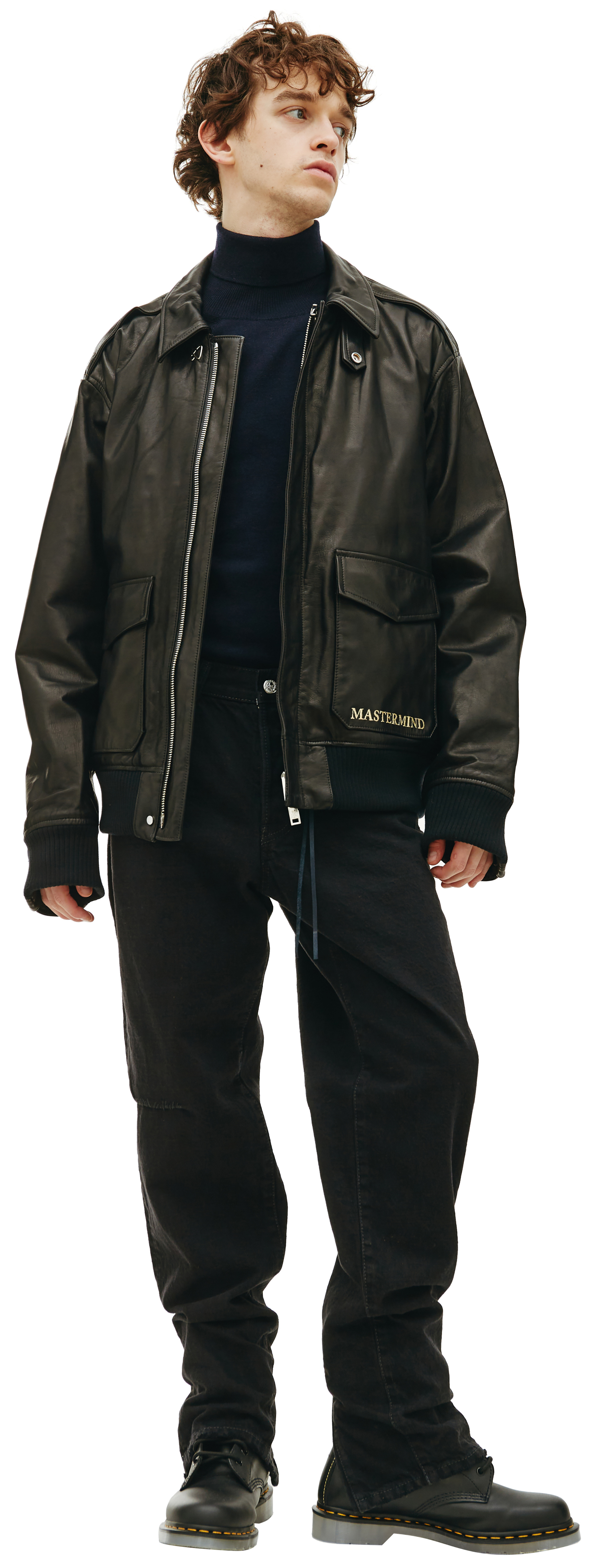 Mastermind WORLD Кожаная куртка с накладными карманами