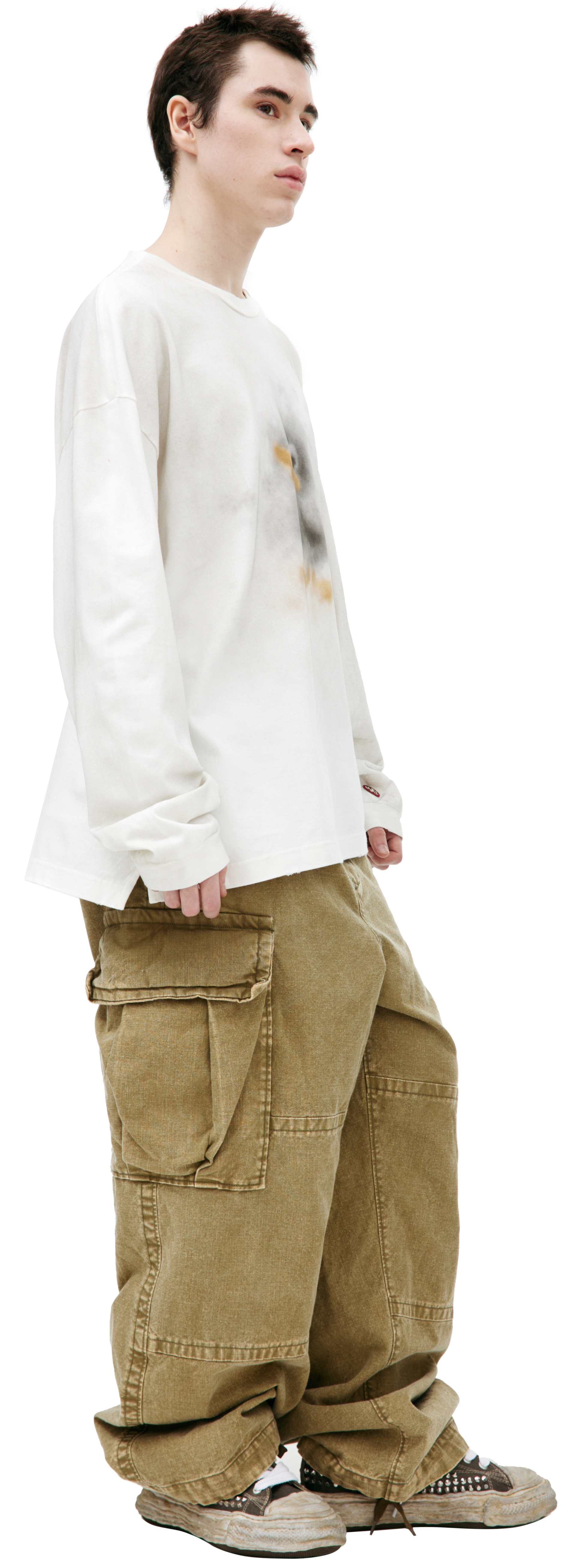 Maison Mihara Yasuhiro Белый лонгслив с принтом