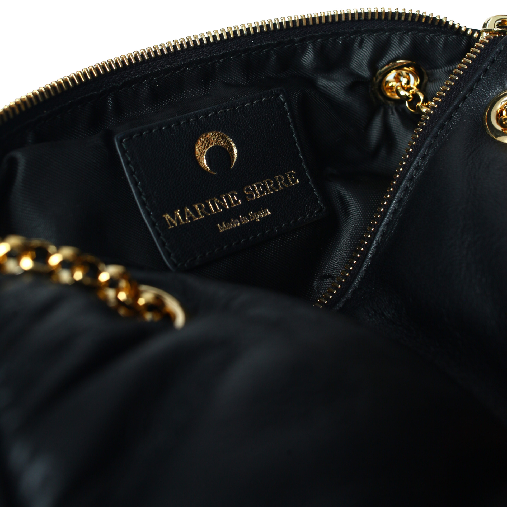 MARINE SERRE Кожаная сумка \'Pillow\' на металлической цепочке