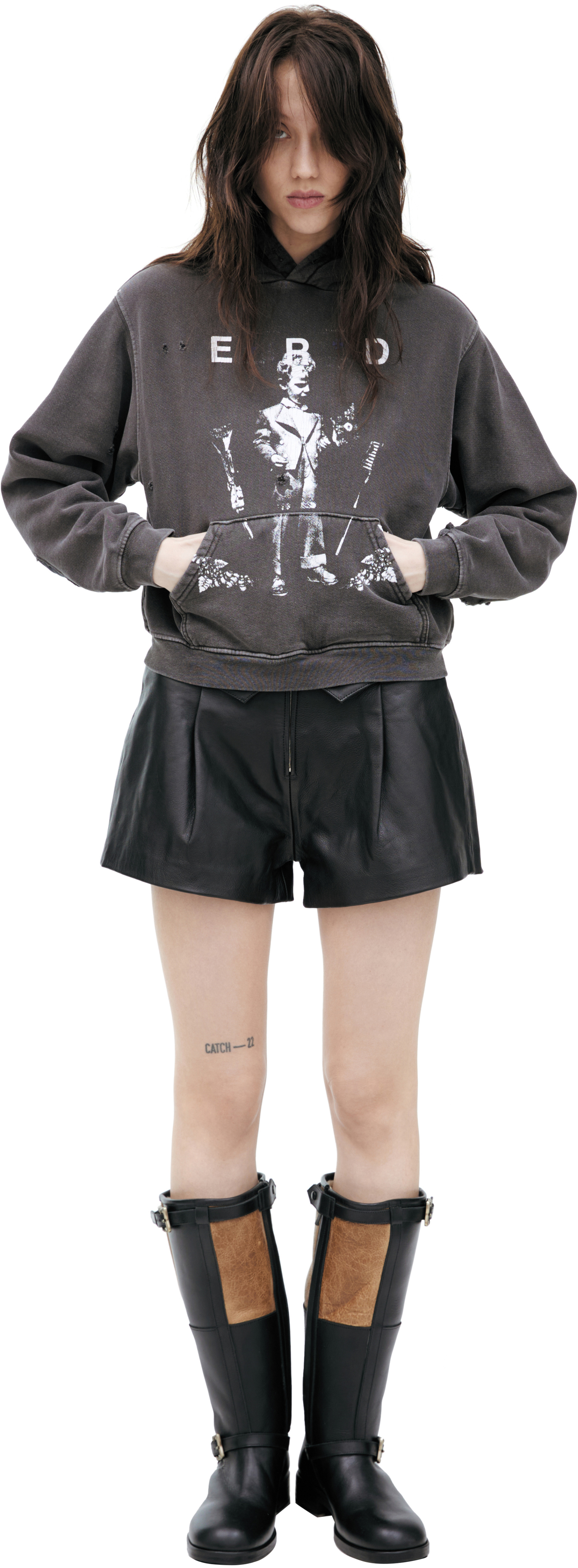 Enfants Riches Déprimés Серое худи с принтом