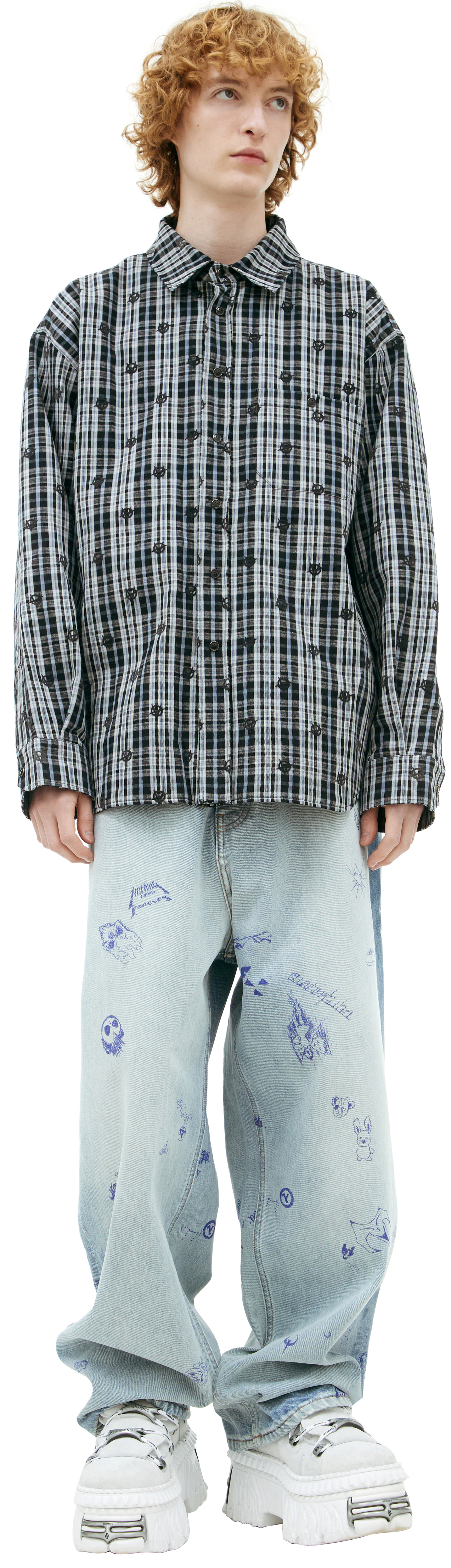 VETEMENTS Клетчатая рубашка с вышивками