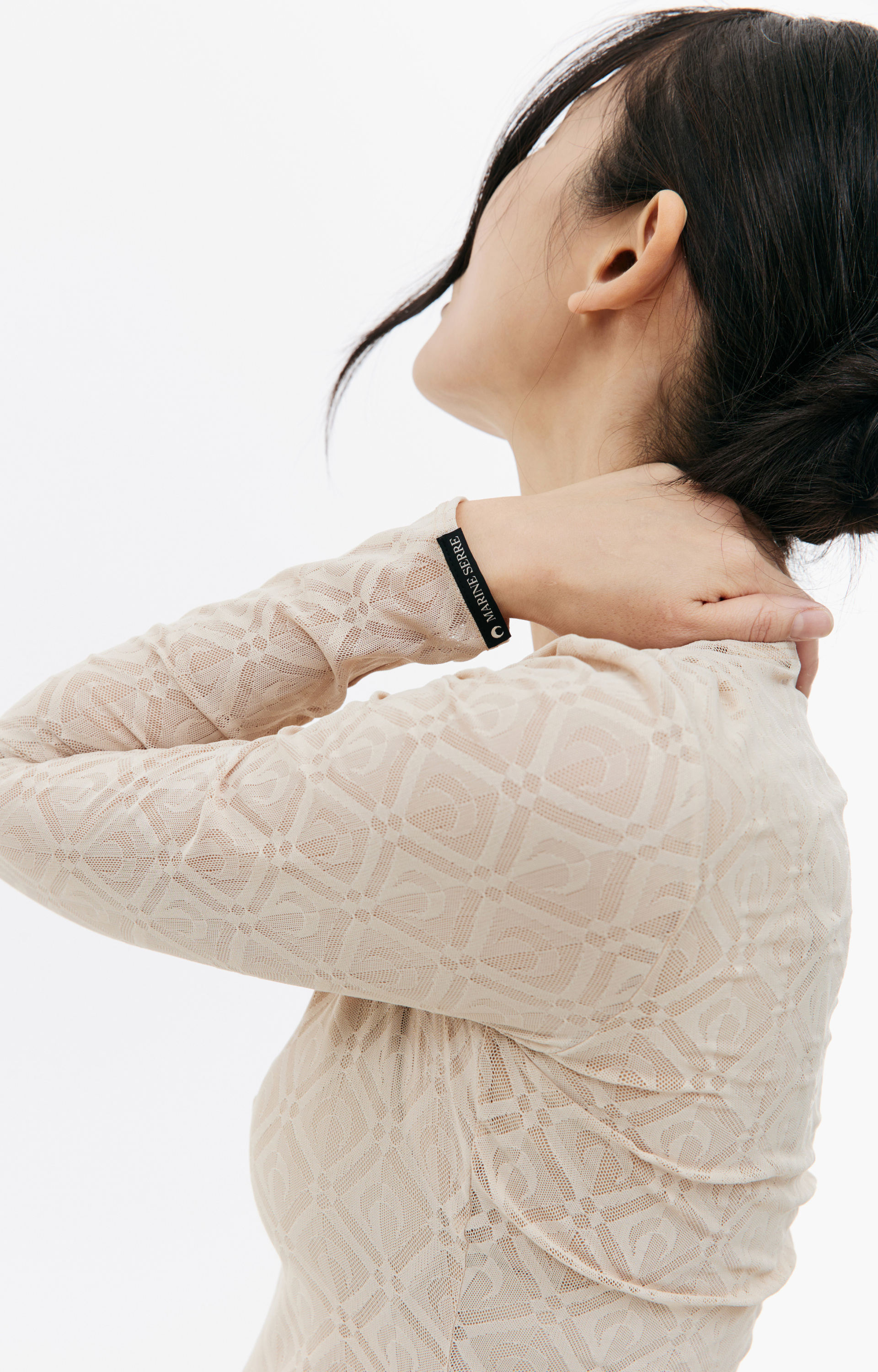 MARINE SERRE Полупрозрачный лонгслив с монопринтом Moon