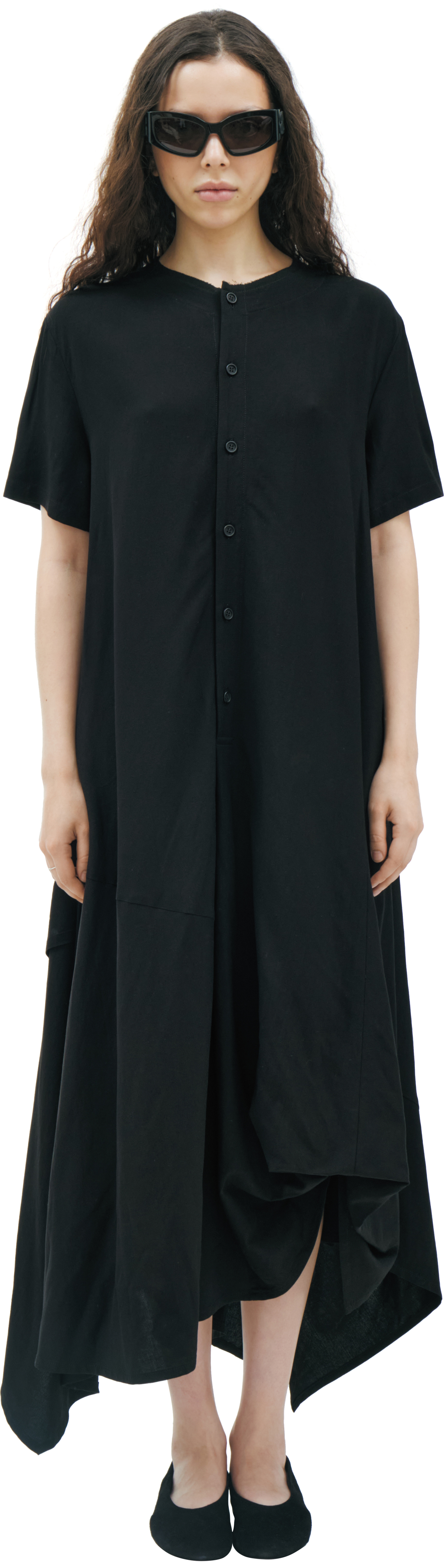 Yohji Yamamoto Черное платье на пуговицах