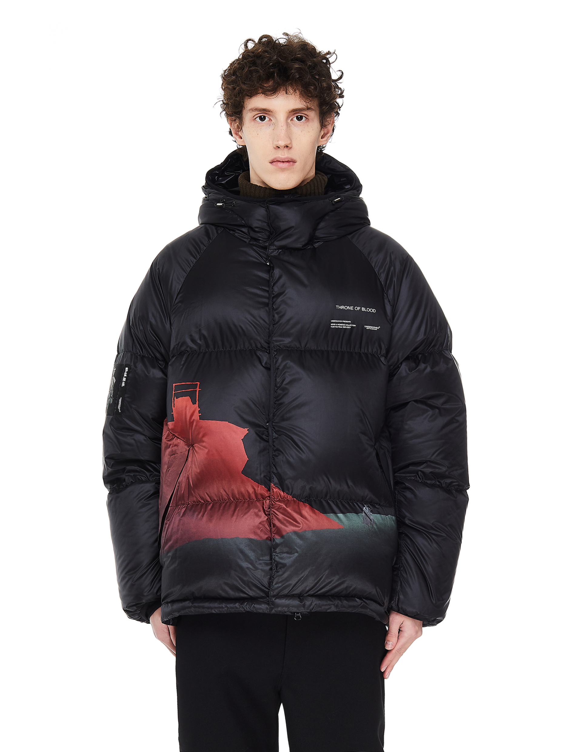 Undercover Пуховик с капюшоном и принтом