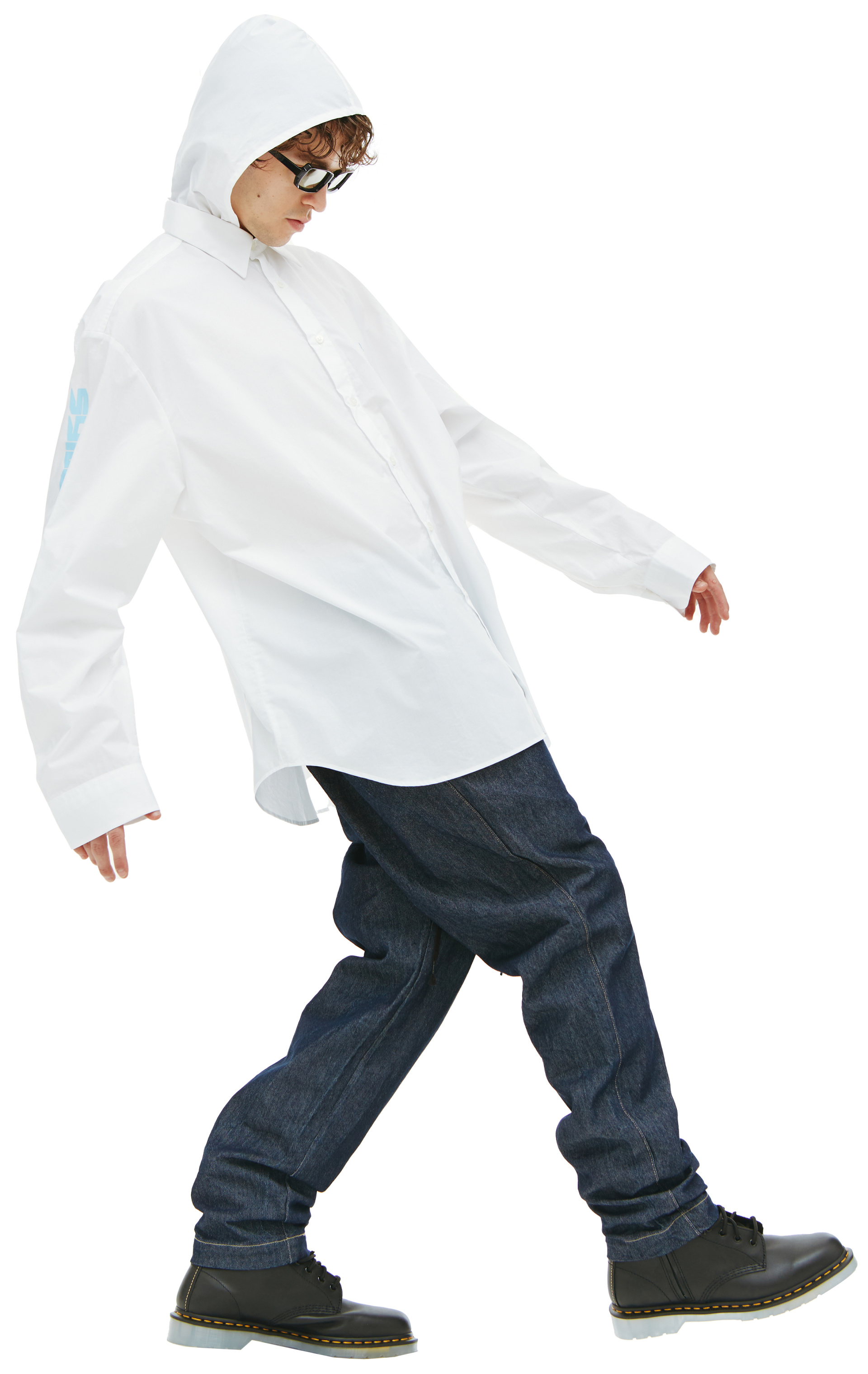 Raf Simons Рубашка с принтом и капюшоном