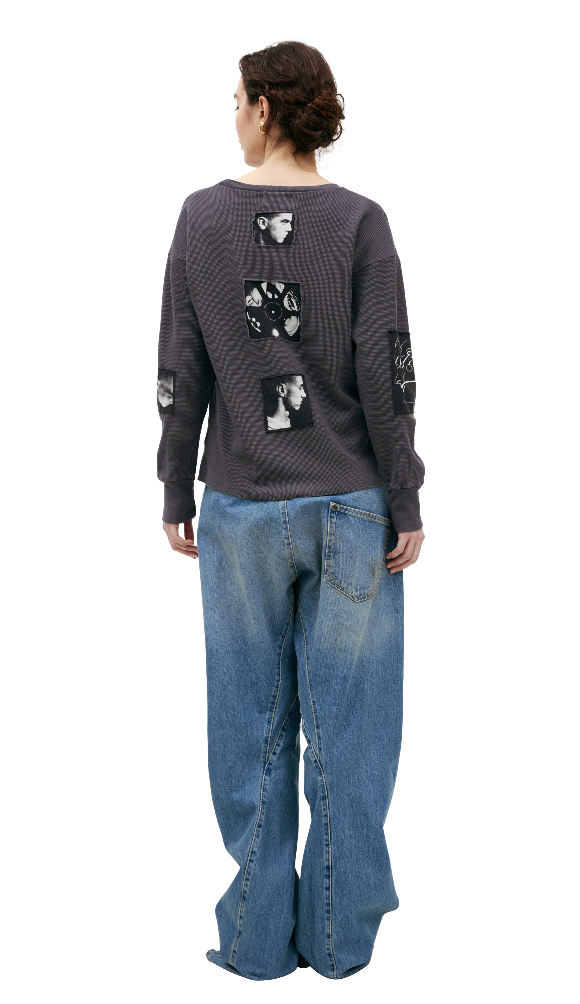 Enfants Riches Déprimés Серый лонгслив с патчами