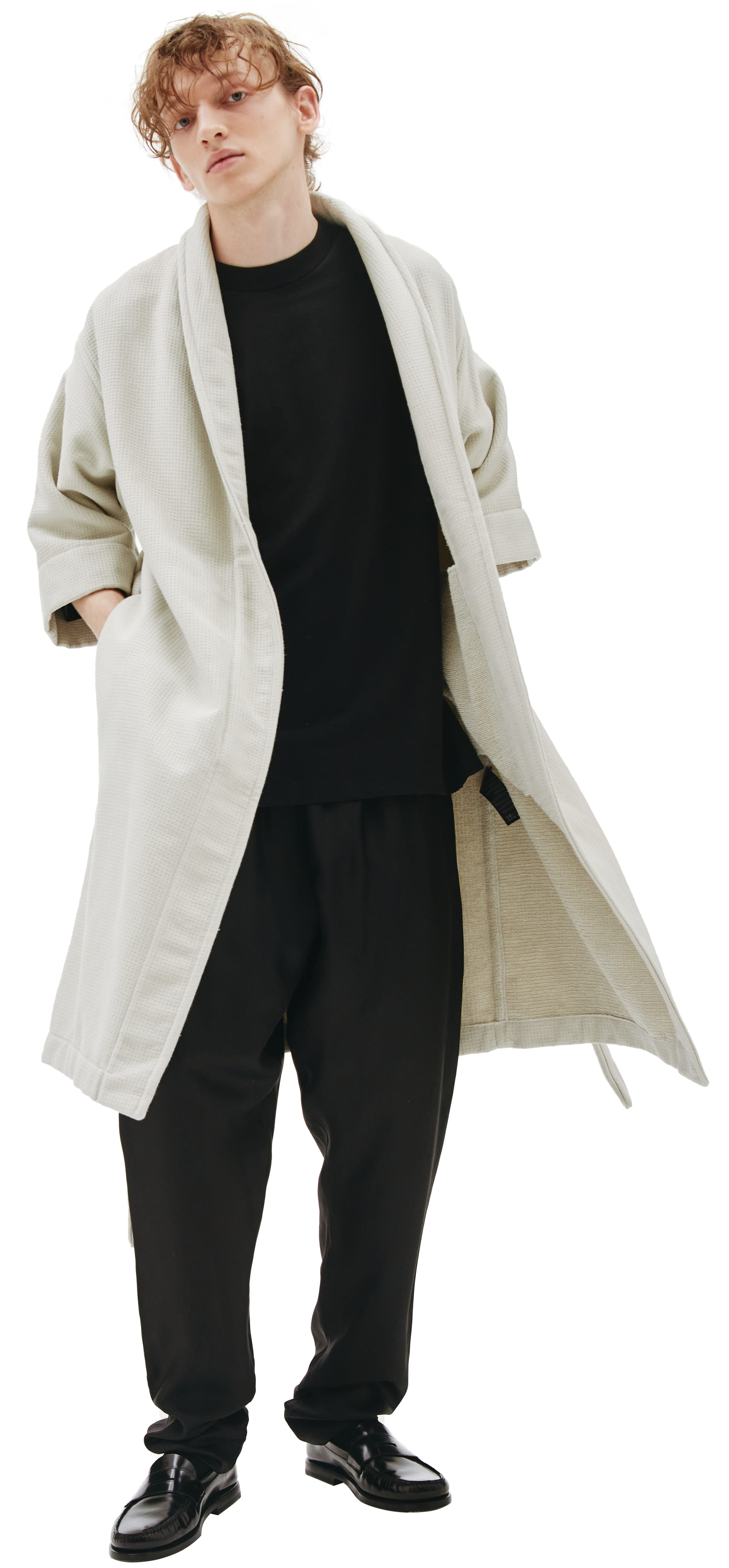 Fear of God Бежевый халат из вафельного хлопка