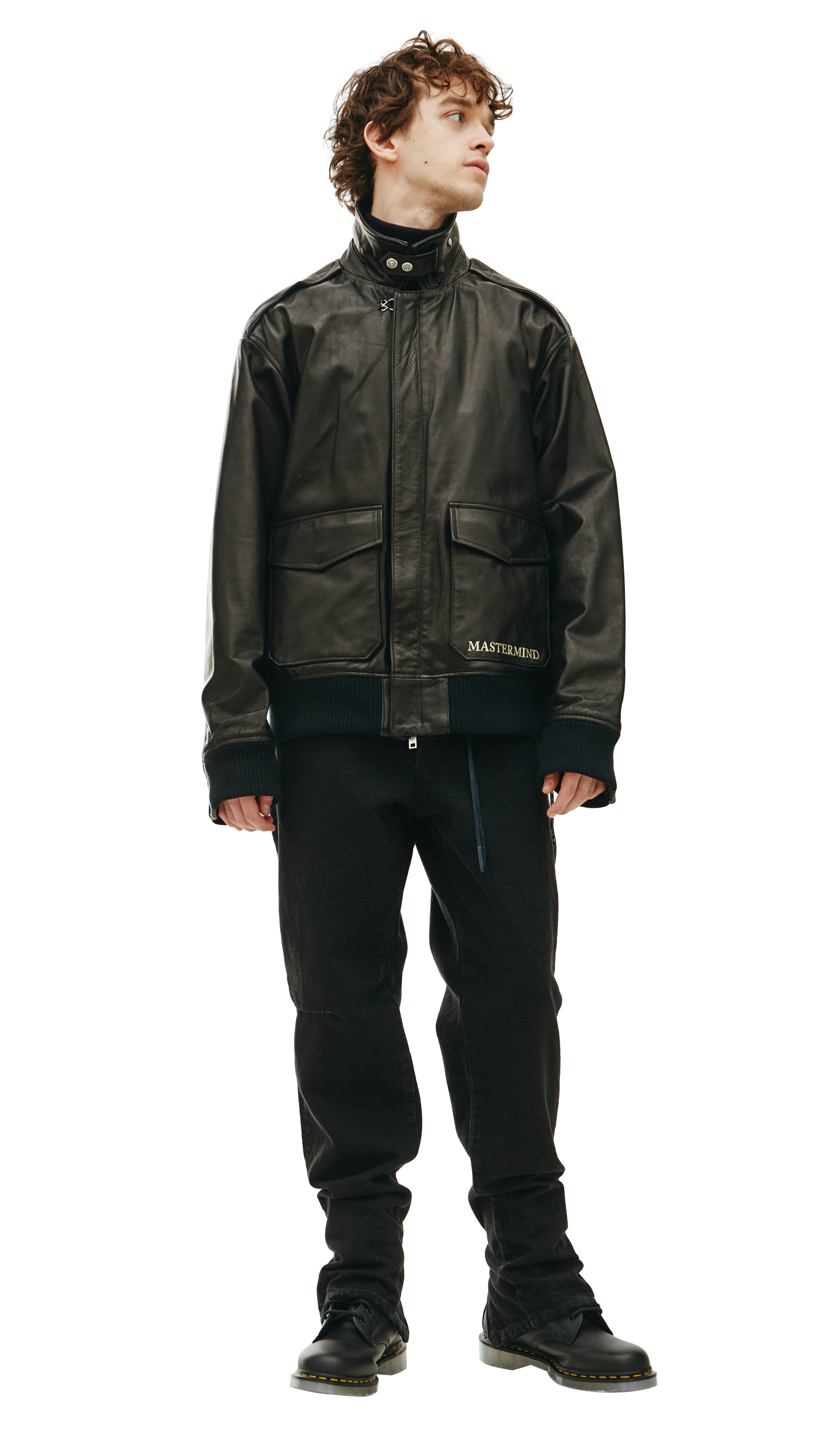 Mastermind WORLD Кожаная куртка с накладными карманами