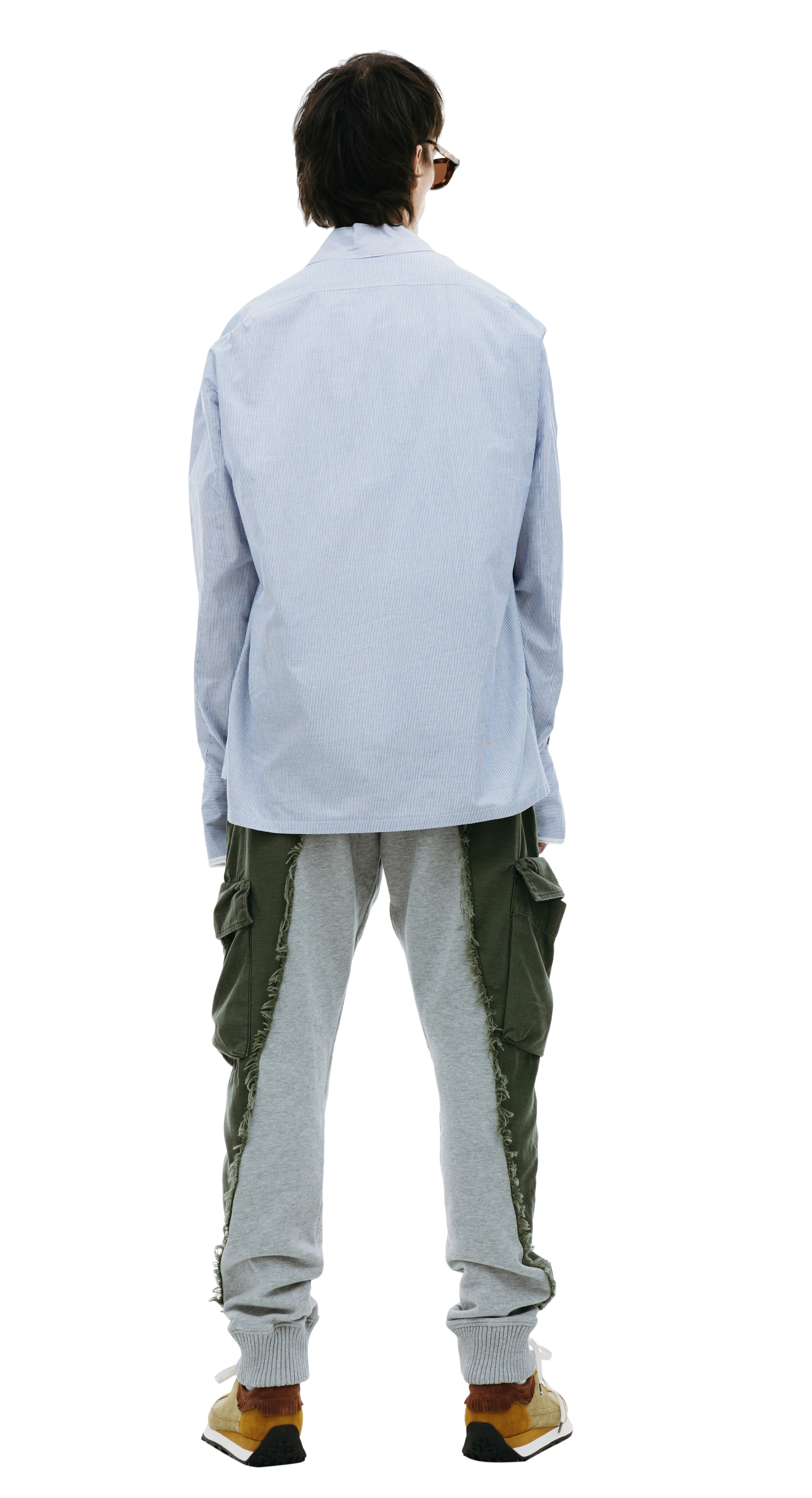 Greg Lauren Голубая рубашка в полоску