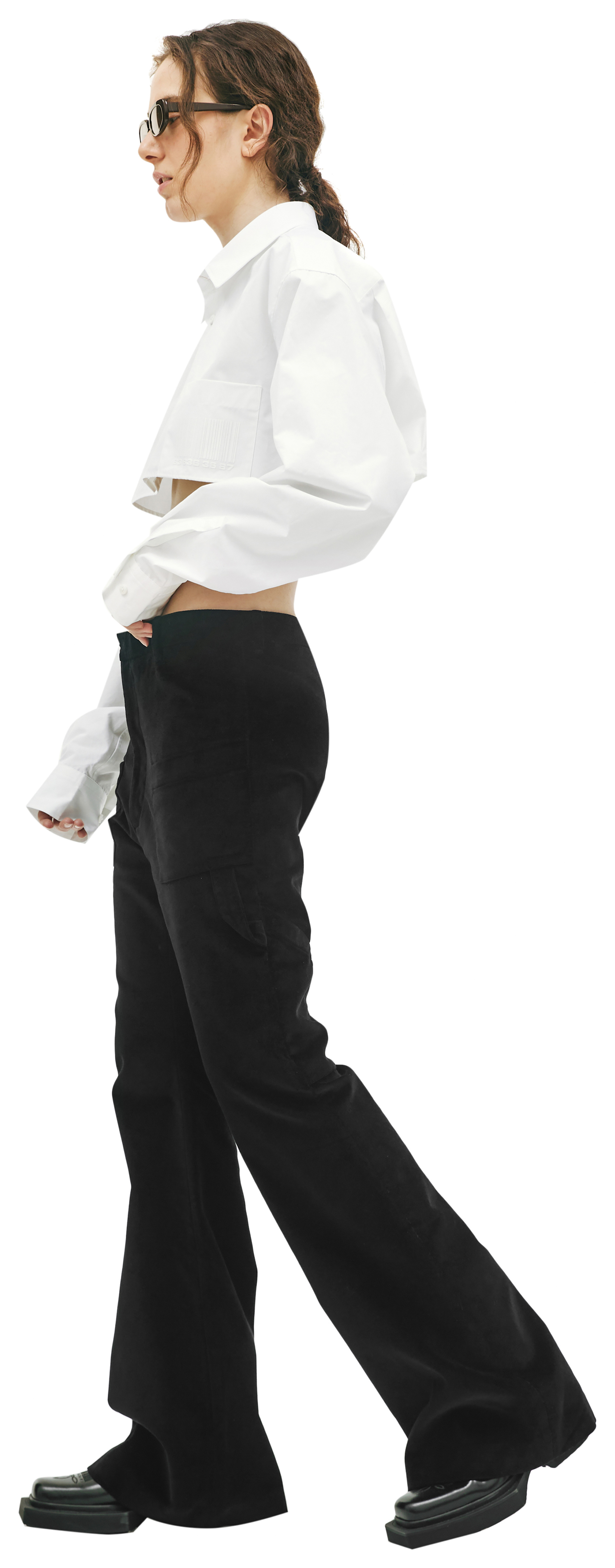 VETEMENTS Бархатные брюки-клеш с накладными карманами