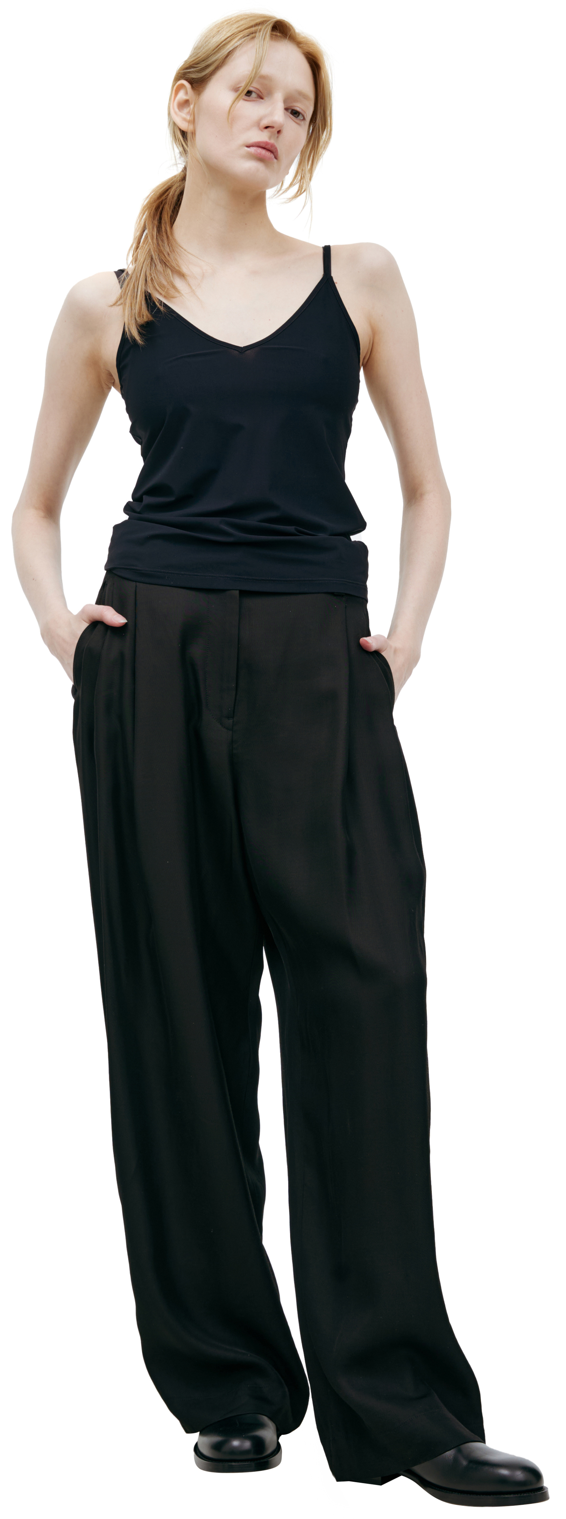 Jil Sander Черный топ с V-вырезом