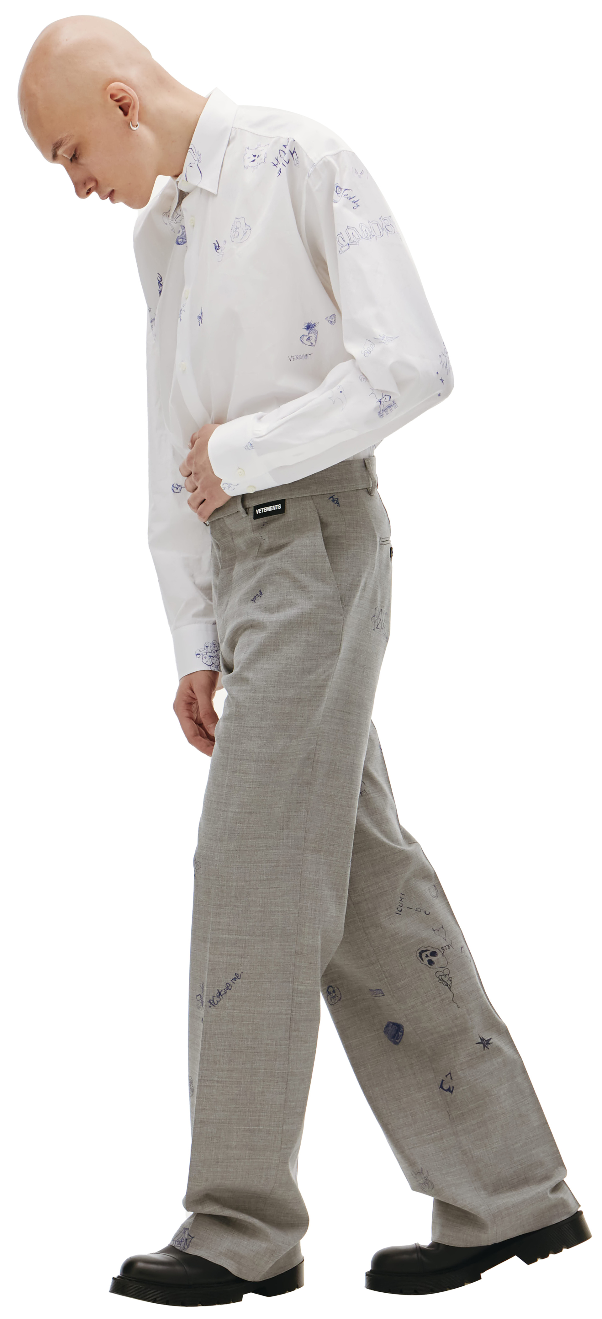 VETEMENTS Шерстяные брюки Scribble со стрелками