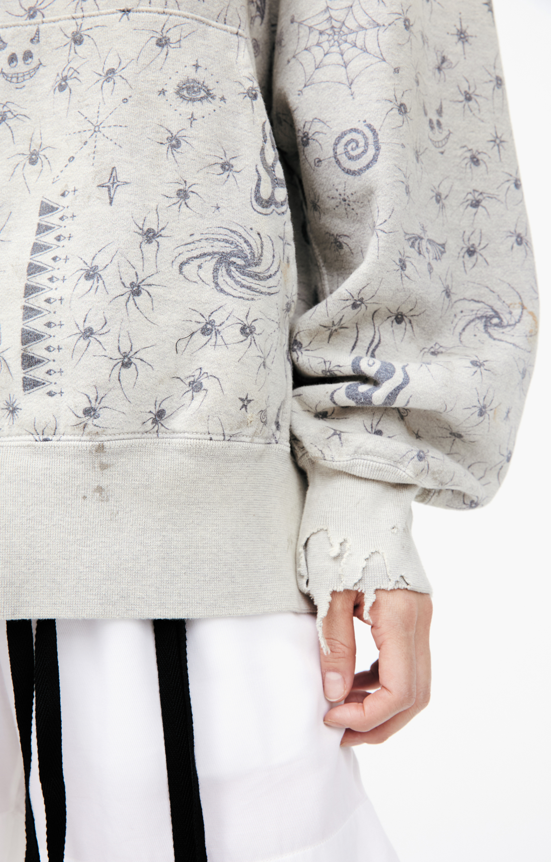 Saint Mxxxxxx Серое худи с монопринтом