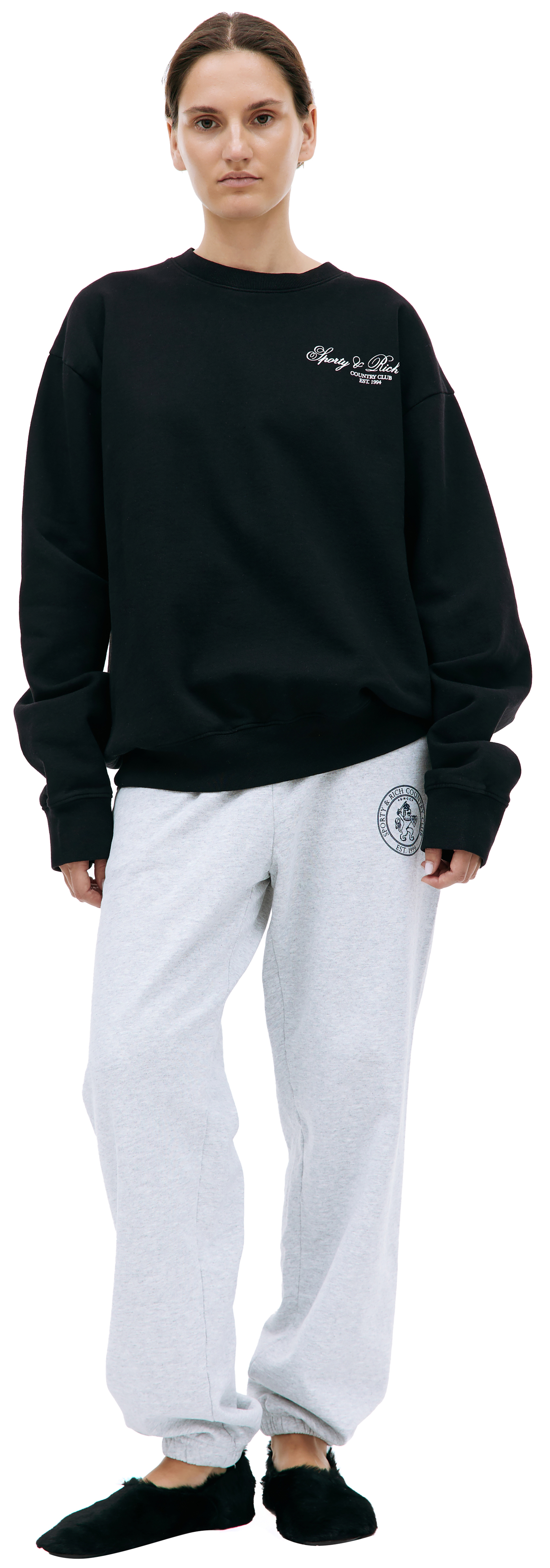 SPORTY & RICH Черный свитшот с принтом \'Country Club\'