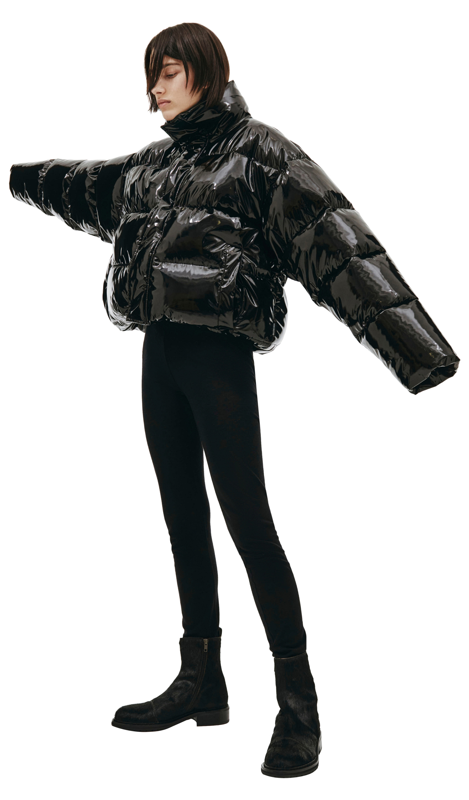 Balenciaga Укороченный лакированный пуховик