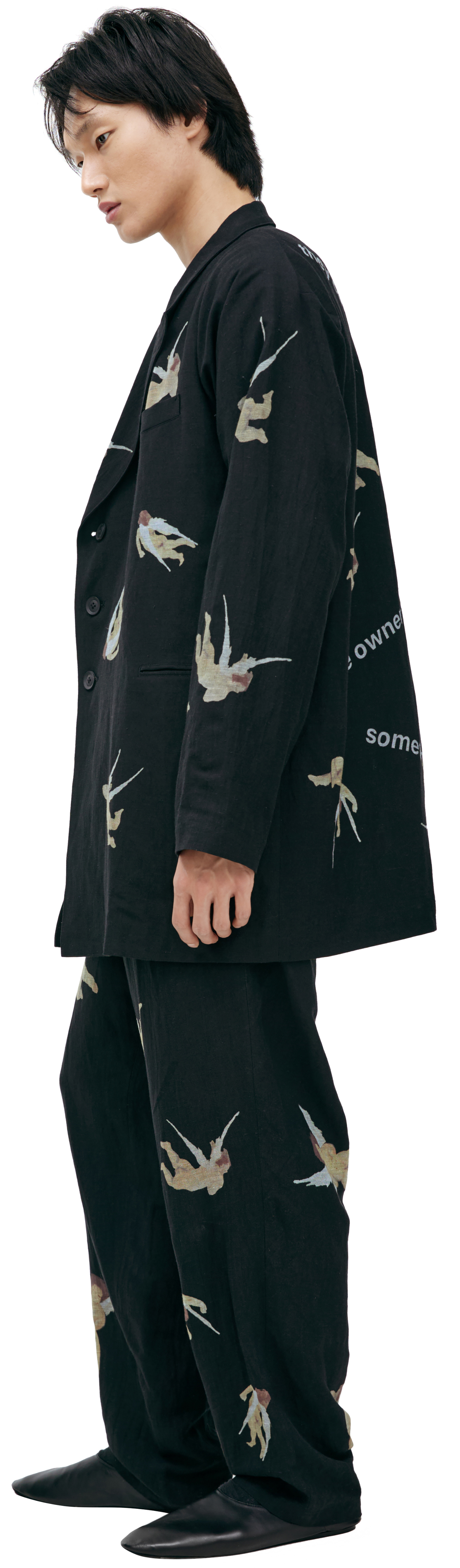 Yohji Yamamoto Однобортный пиджак с монопринтом