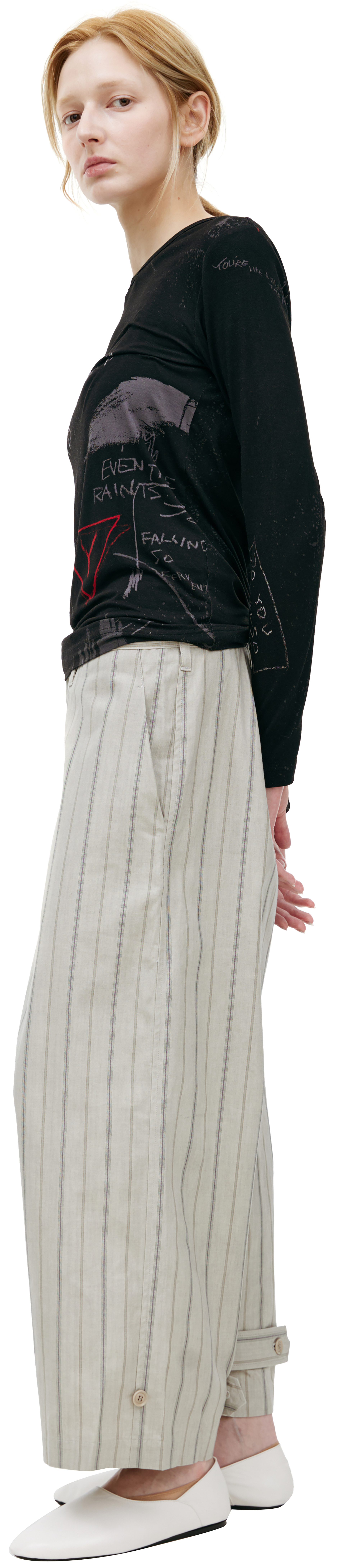 Y\'s Черный лонгслив с монопринтом