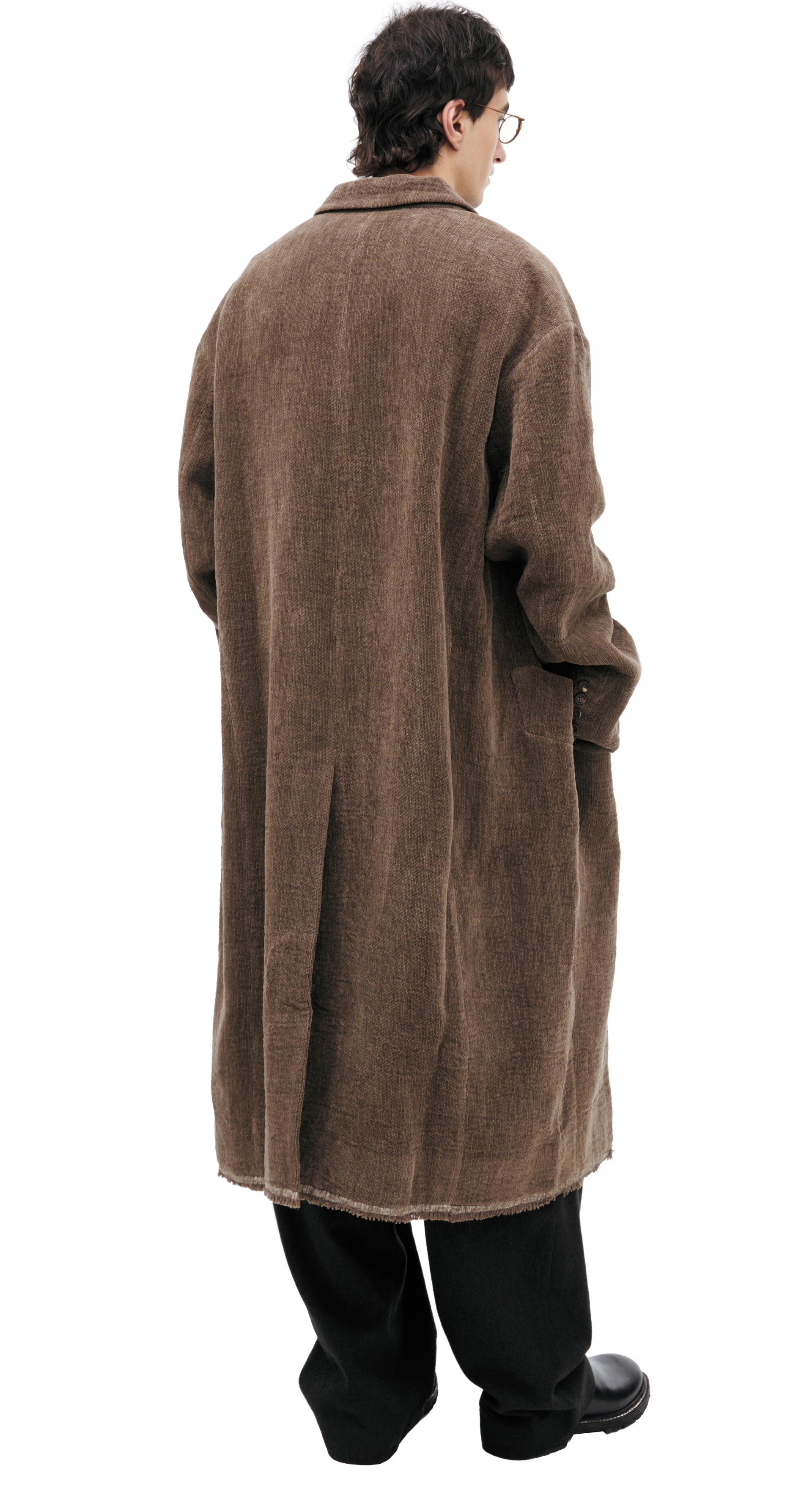 Ziggy Chen Двубортно пальто из хлопка и льна