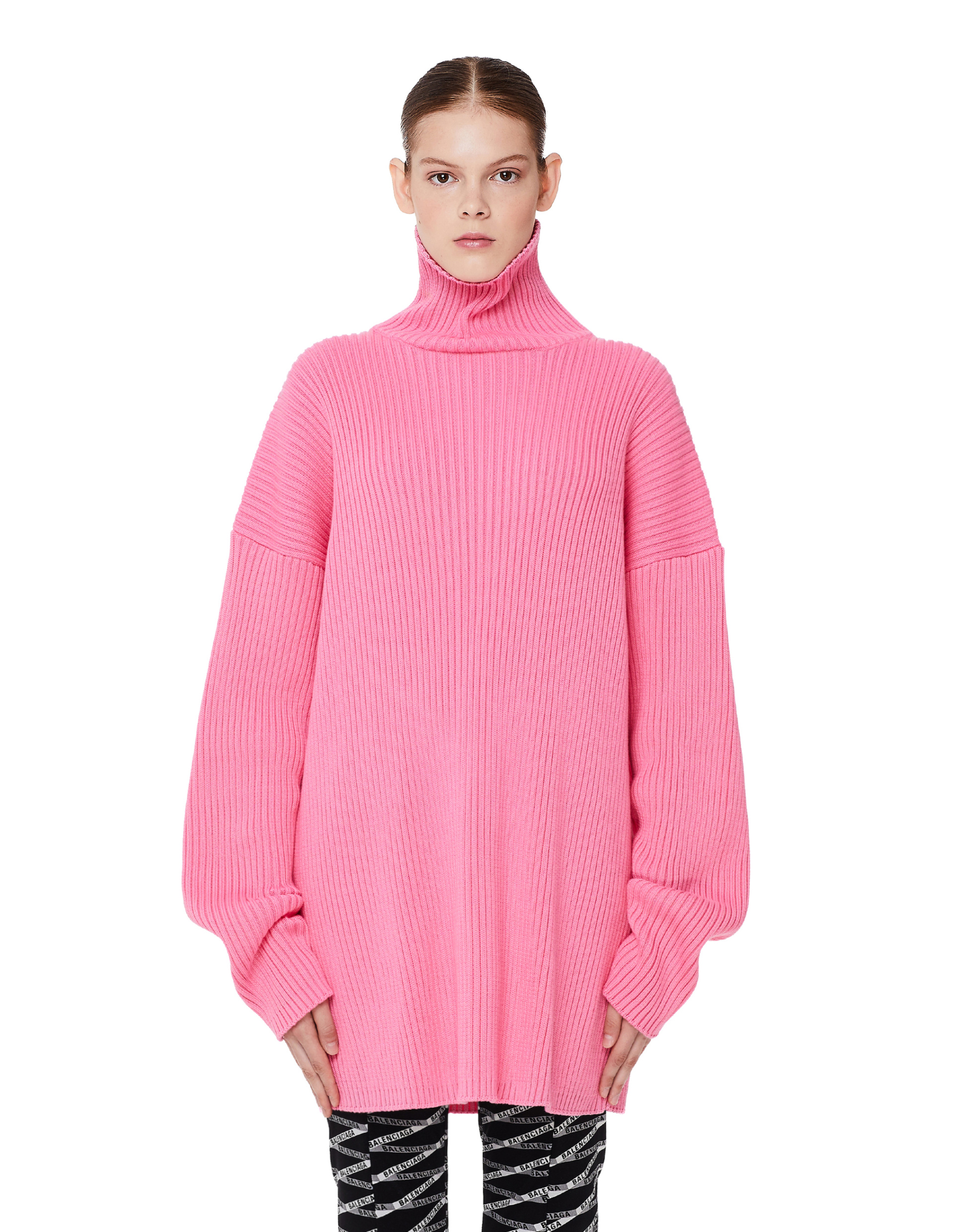 Balenciaga Розовый хлопковый свитер с логотипом