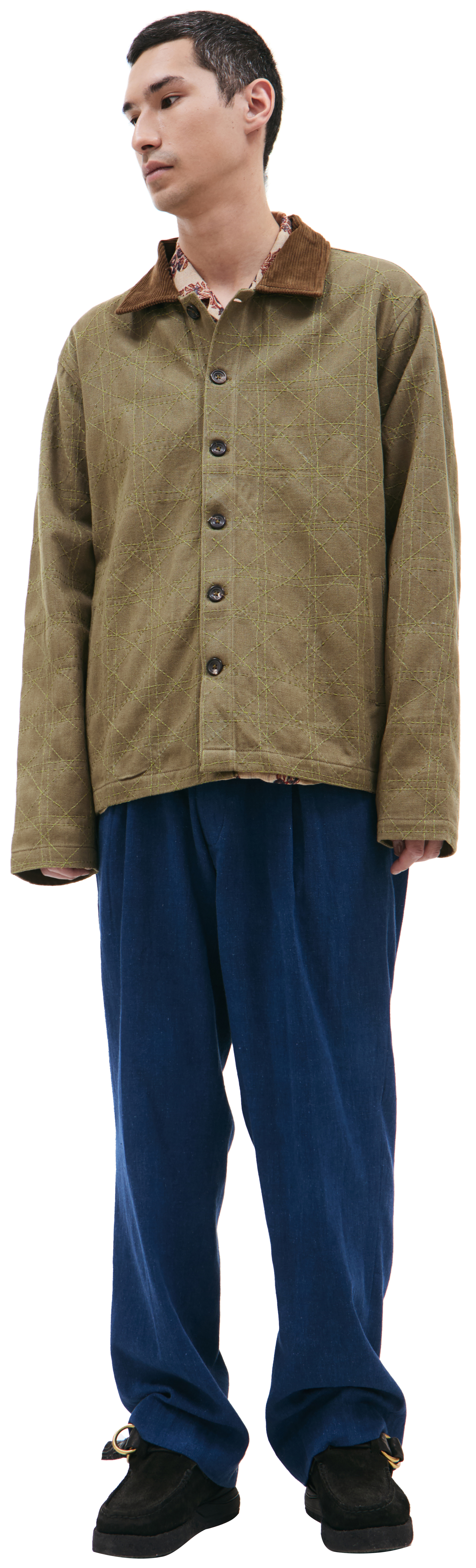 KARTIK Research Простроченная куртка с вельветовым воротником