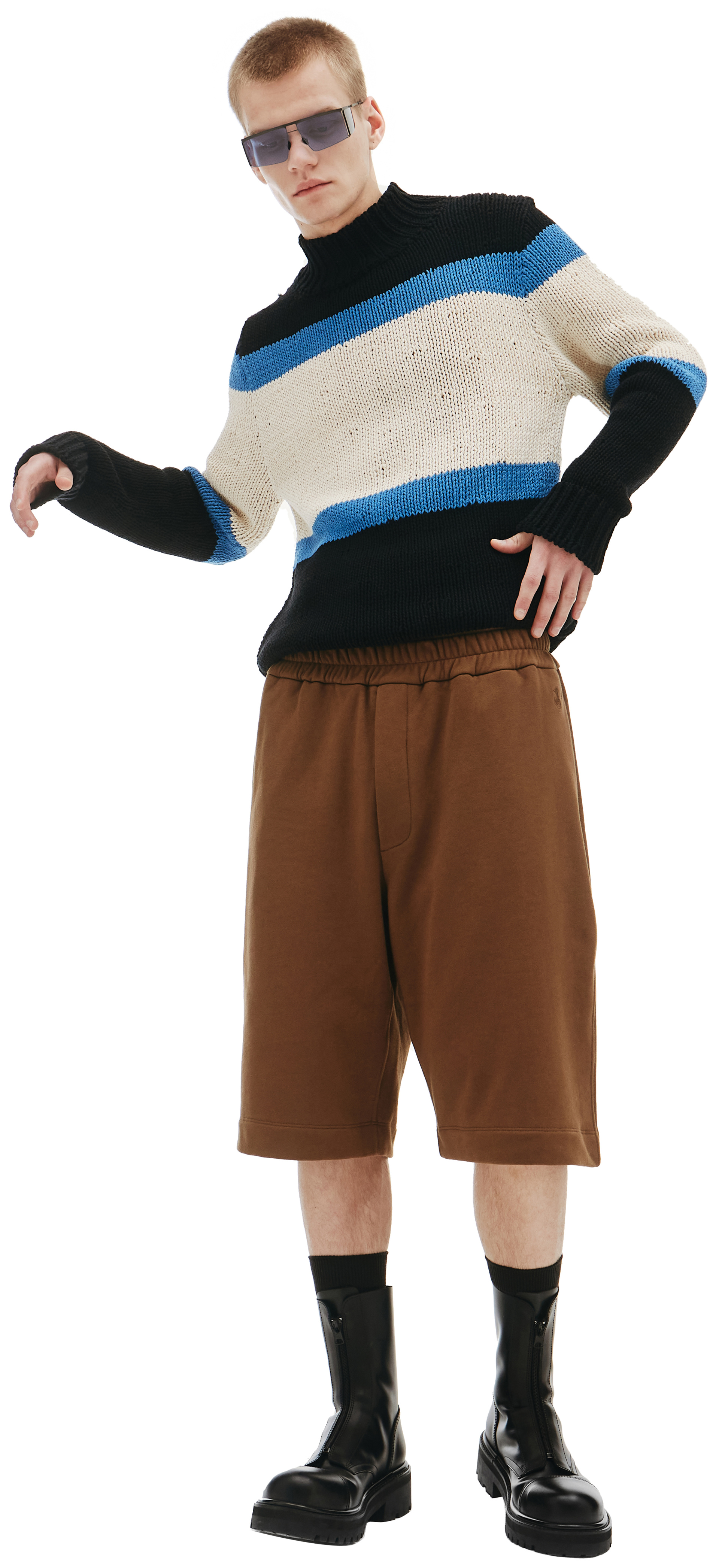 Jil Sander Оверсайз шорты коричневого цвета на резинке