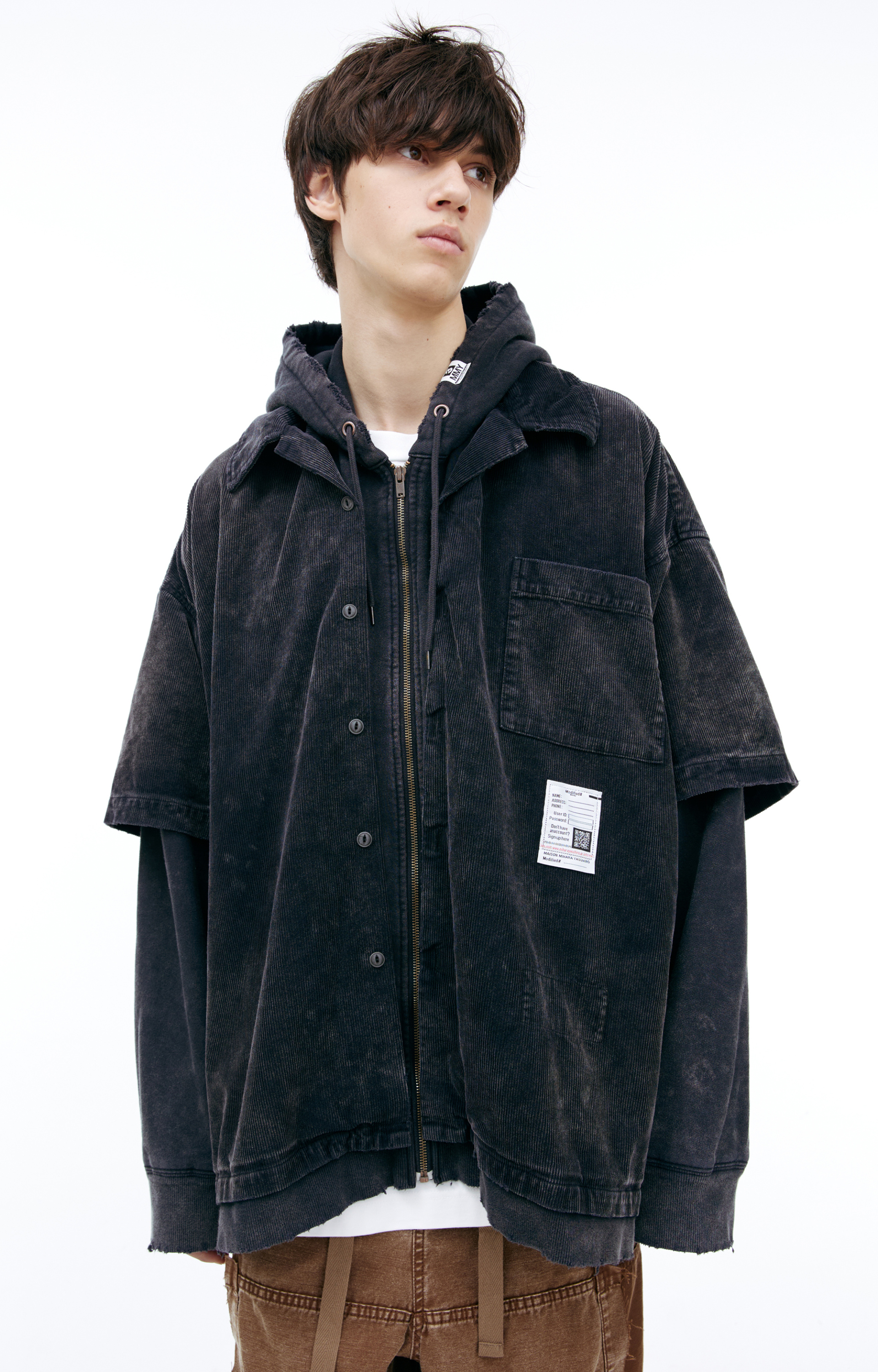 Maison Mihara Yasuhiro Вельветовая рубашка на молнии