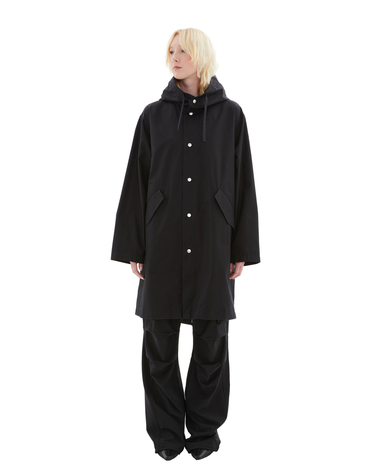 Jil Sander Черная куртка с капюшоном