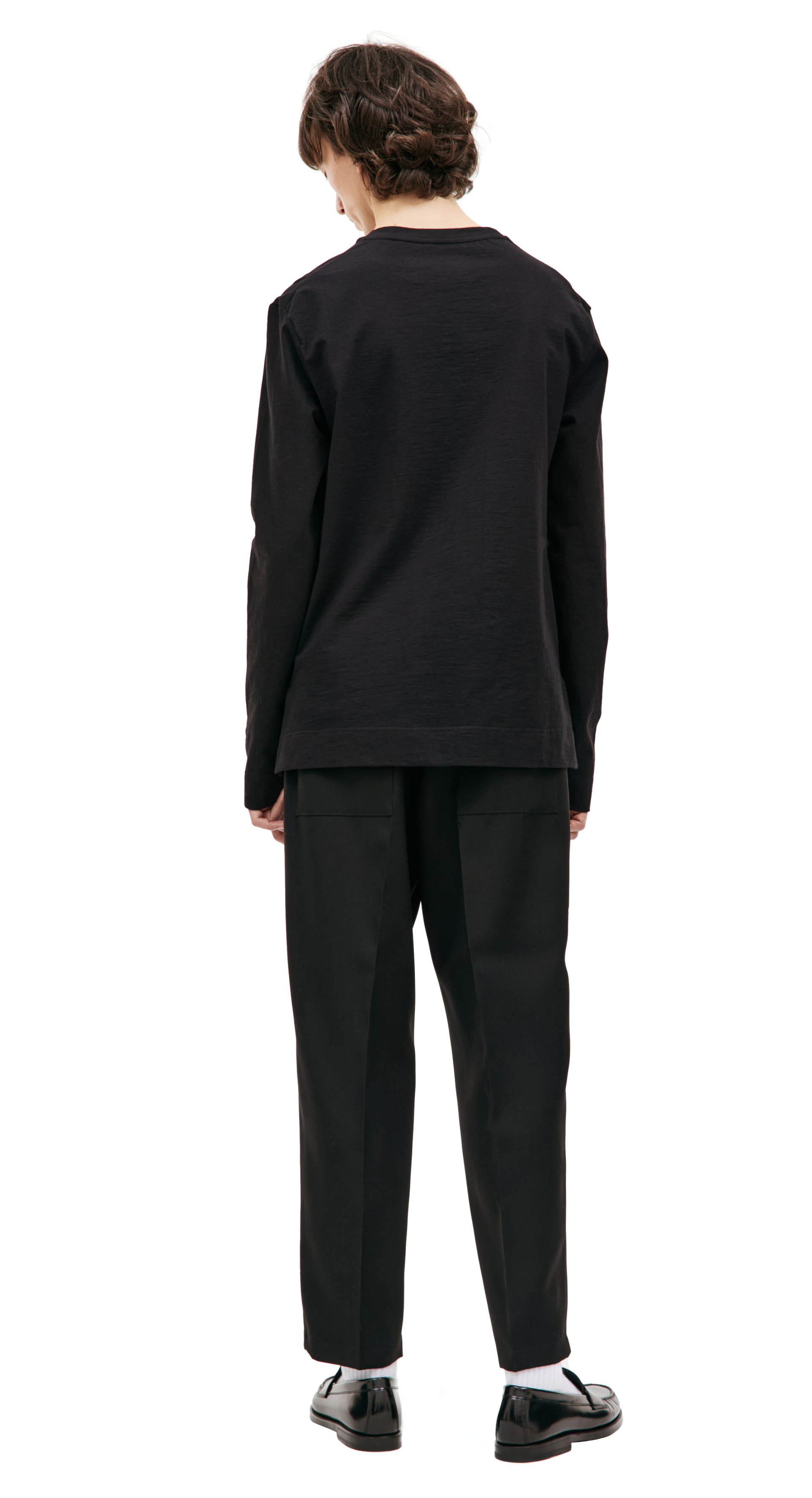 Jil Sander Черный лонгслив с разрезами