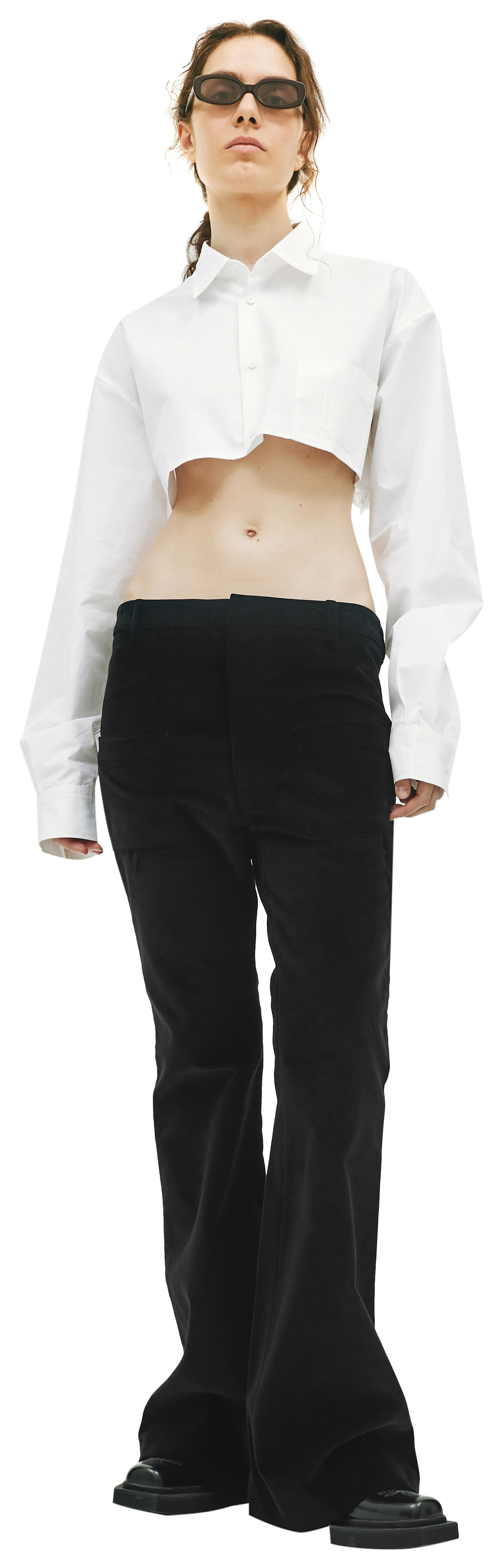 VETEMENTS Бархатные брюки-клеш с накладными карманами