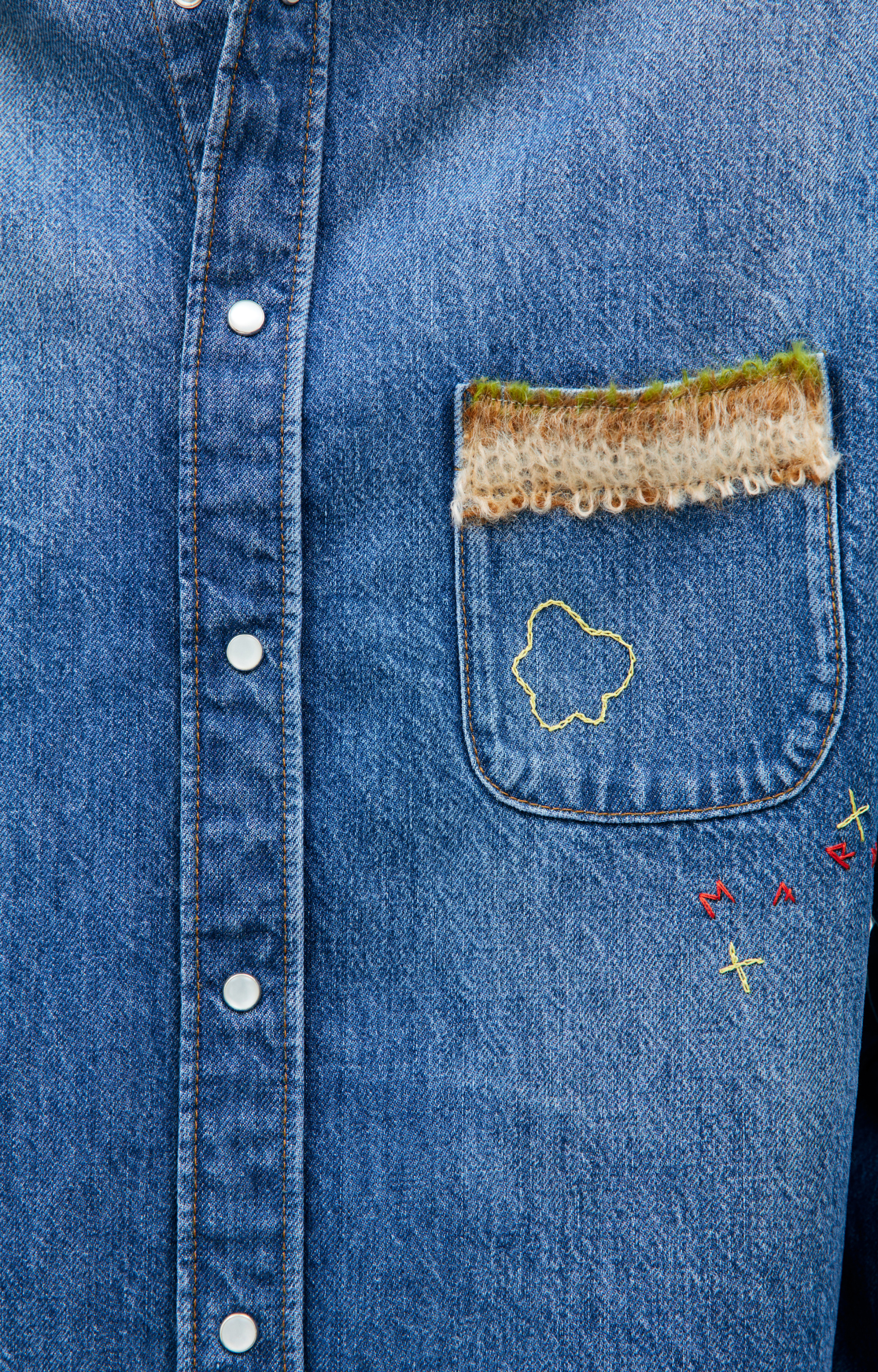 Marni Джинсовая рубашка пэчворк