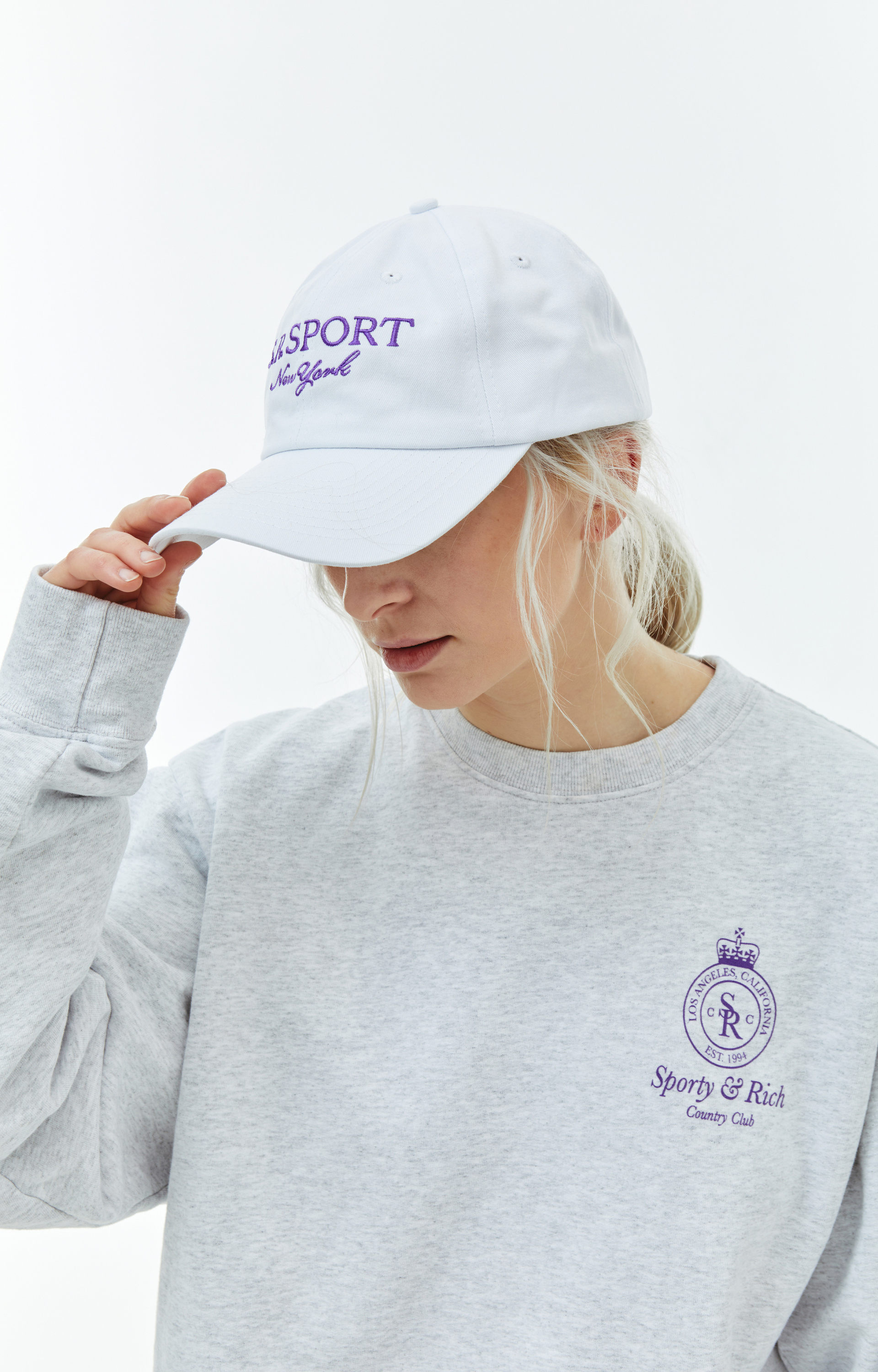 SPORTY & RICH Серый свитшот Country Club