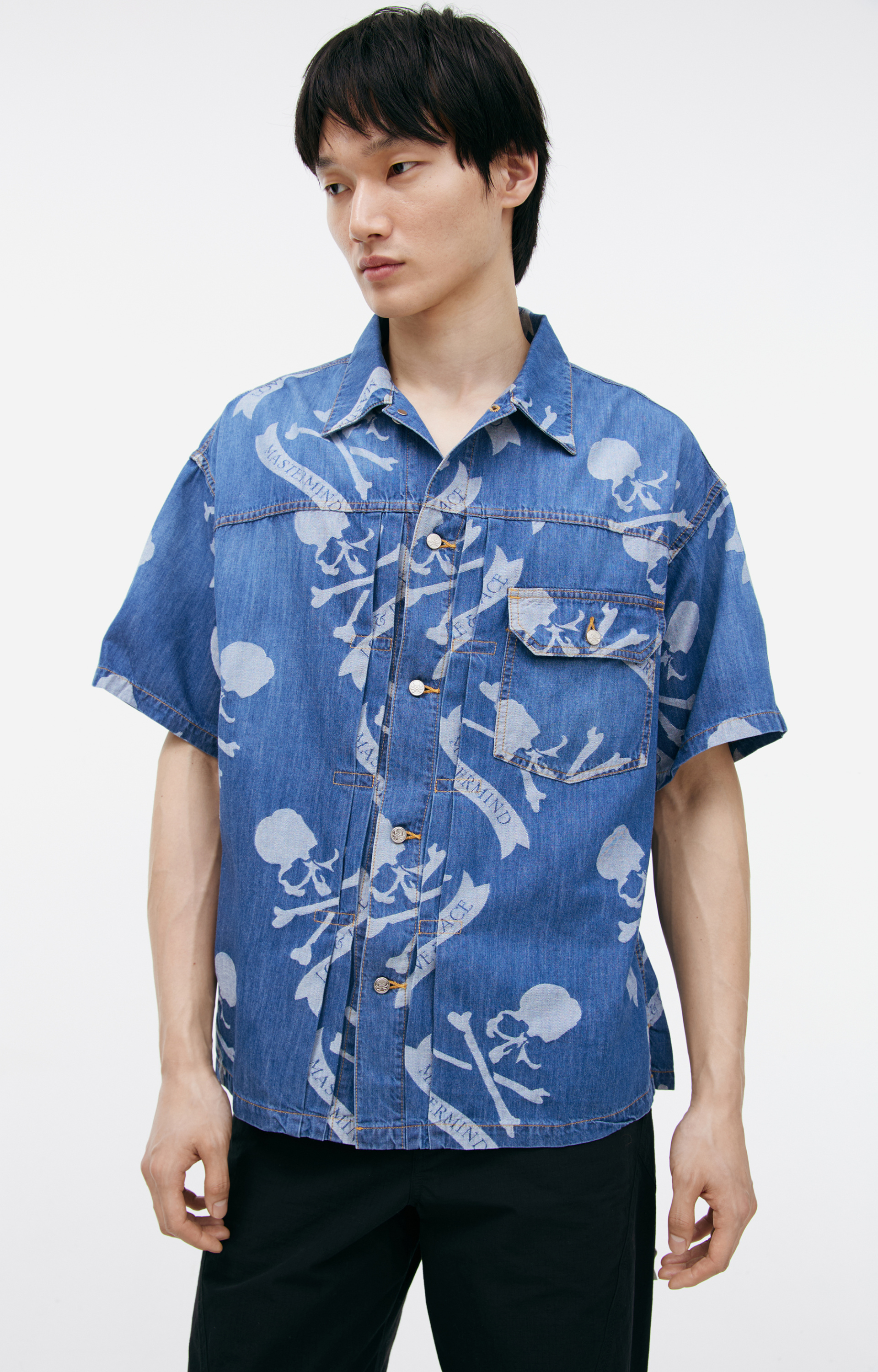 Mastermind WORLD Джинсовая рубашка с монопринтом