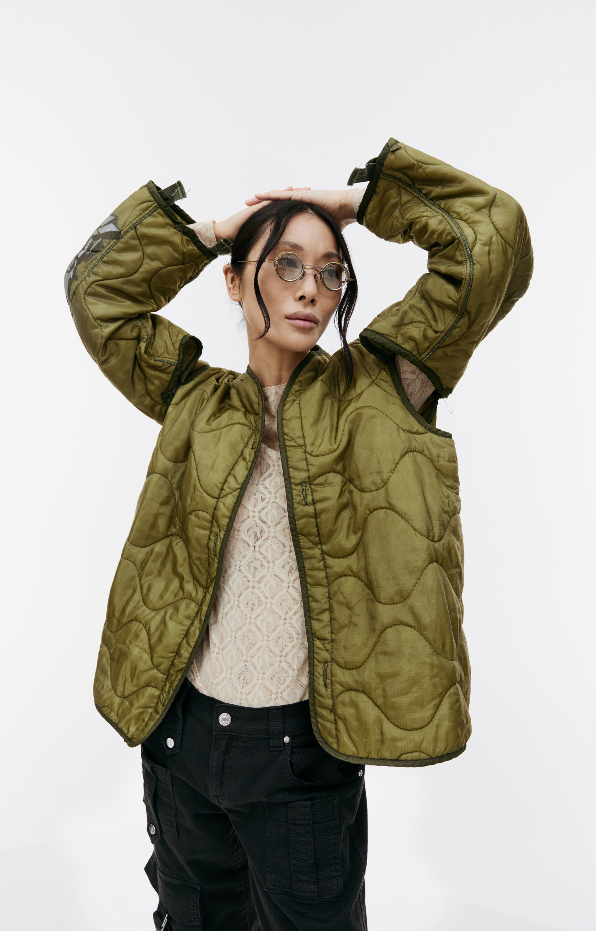 Children of the discordance Стеганая куртка с граффити на рукавах