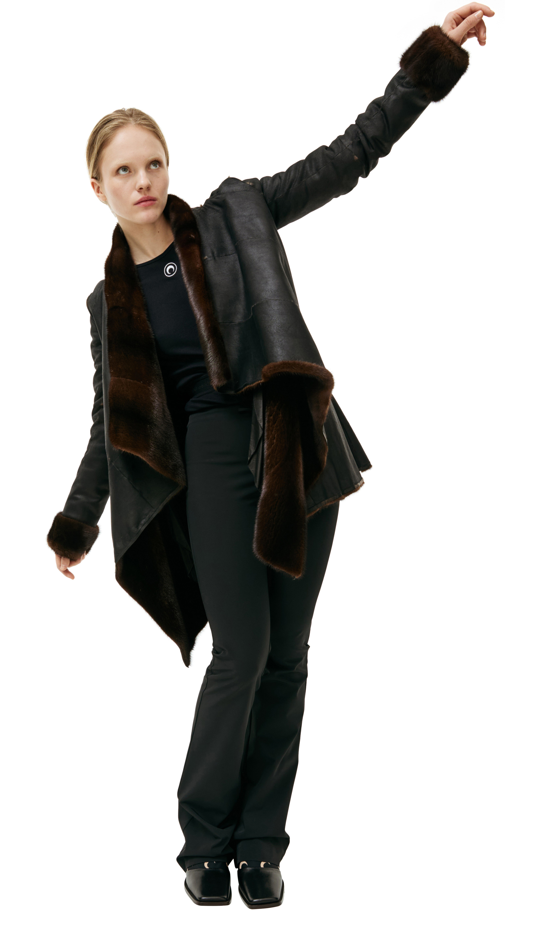 HUN Rick Owens Двусторонняя куртка из кожи с мехом норки