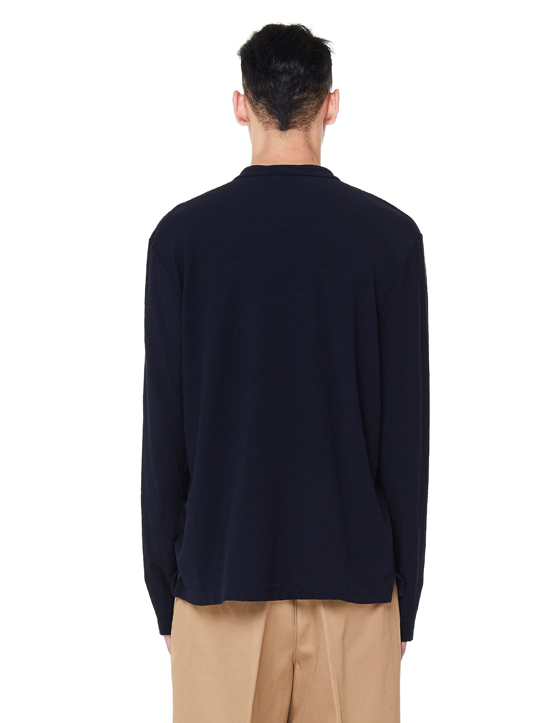 James Perse Хлопковый лонгслив с воротником-стойкой