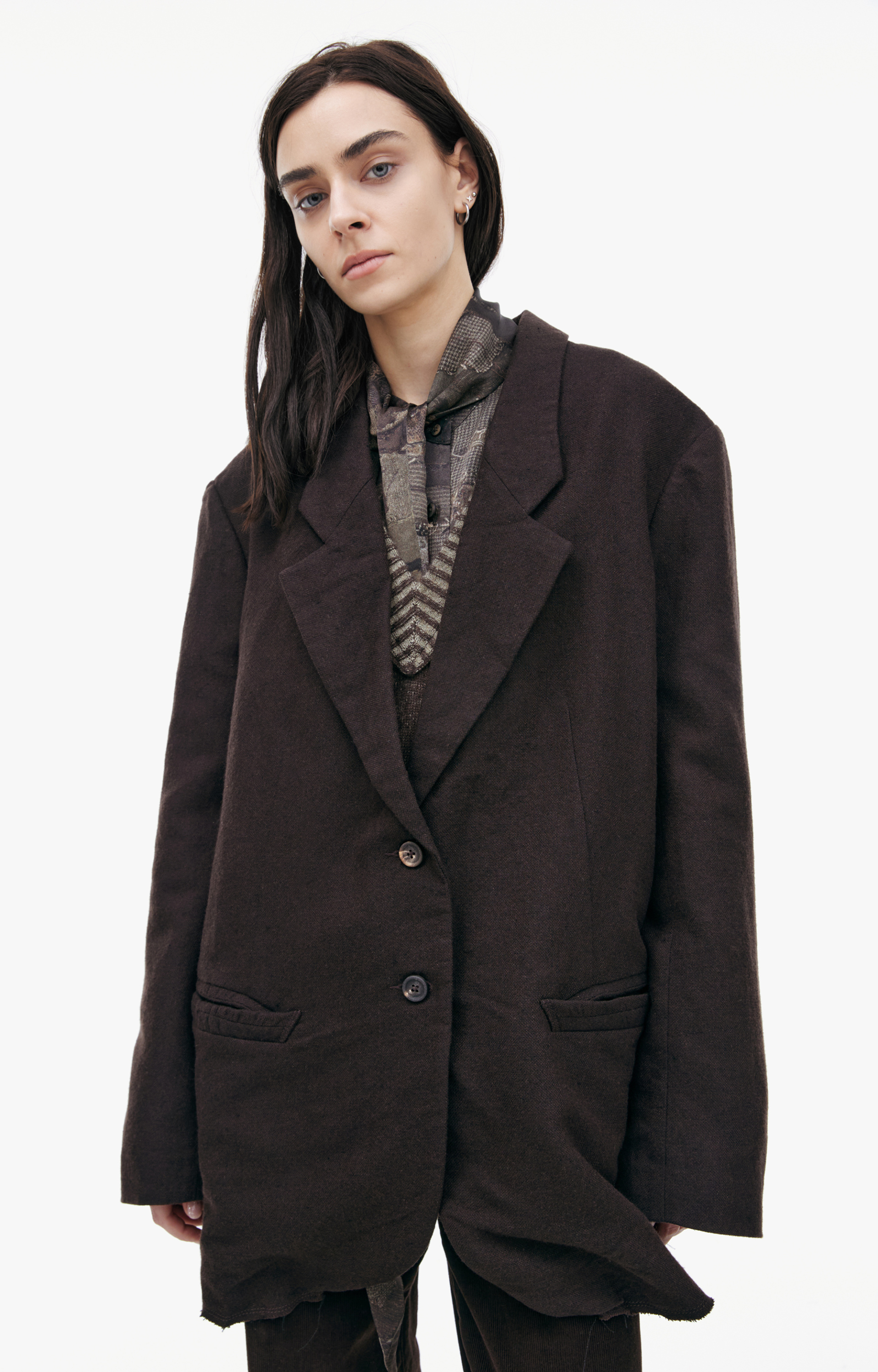 Ziggy Chen Коричневый пиджак на пуговицах