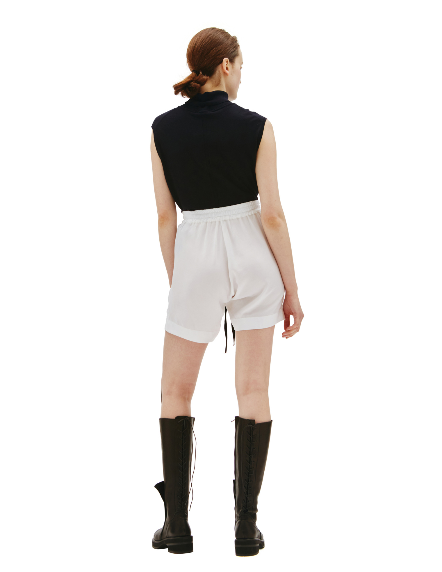 Ann Demeulemeester Белые шорты Angela с контрастными лентами
