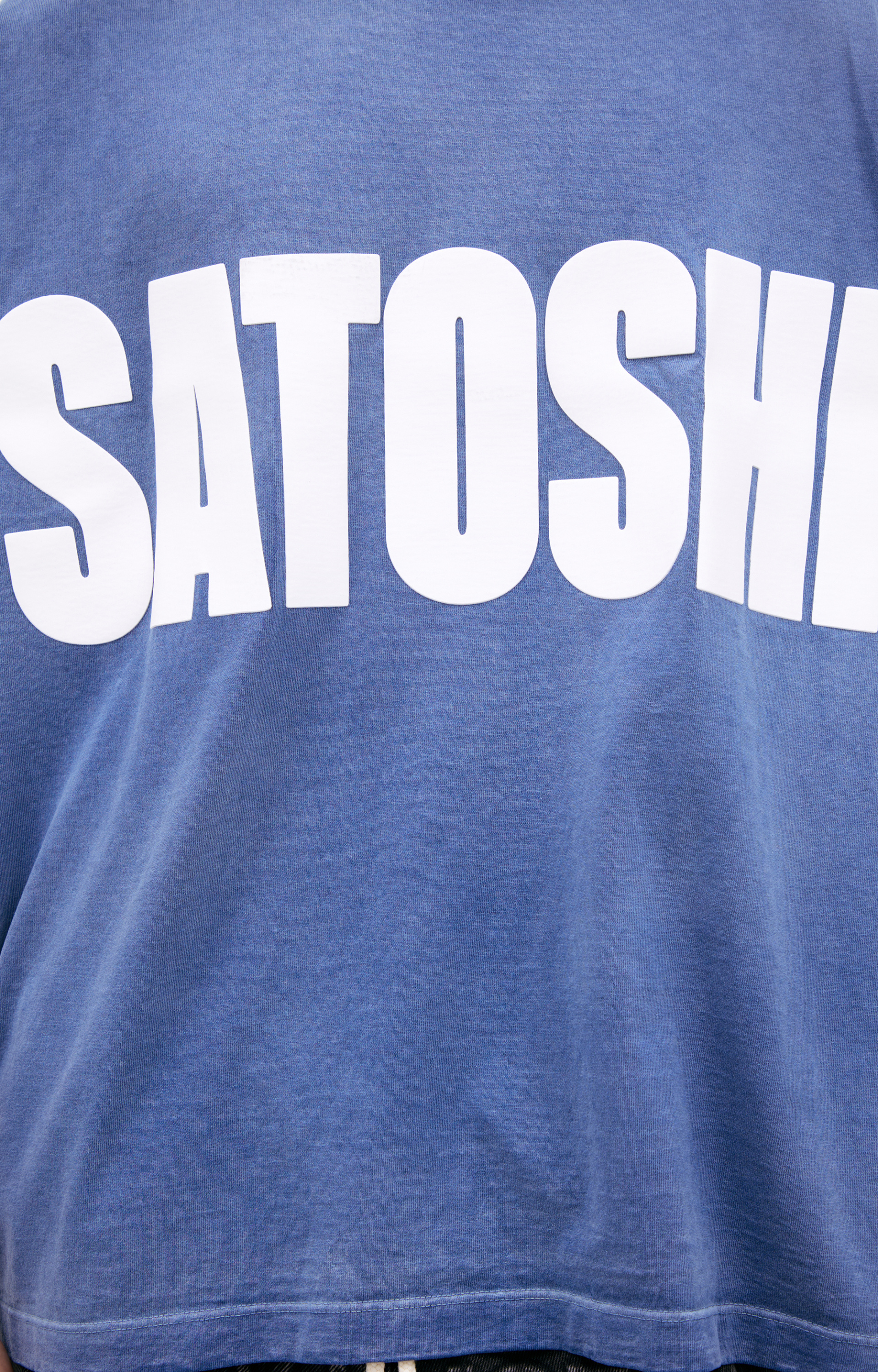 Satoshi Nakamoto Футболка-SS25TE018-BLU принт SATOSHI на груди и NAKAMOTO на спине, выстир голубая