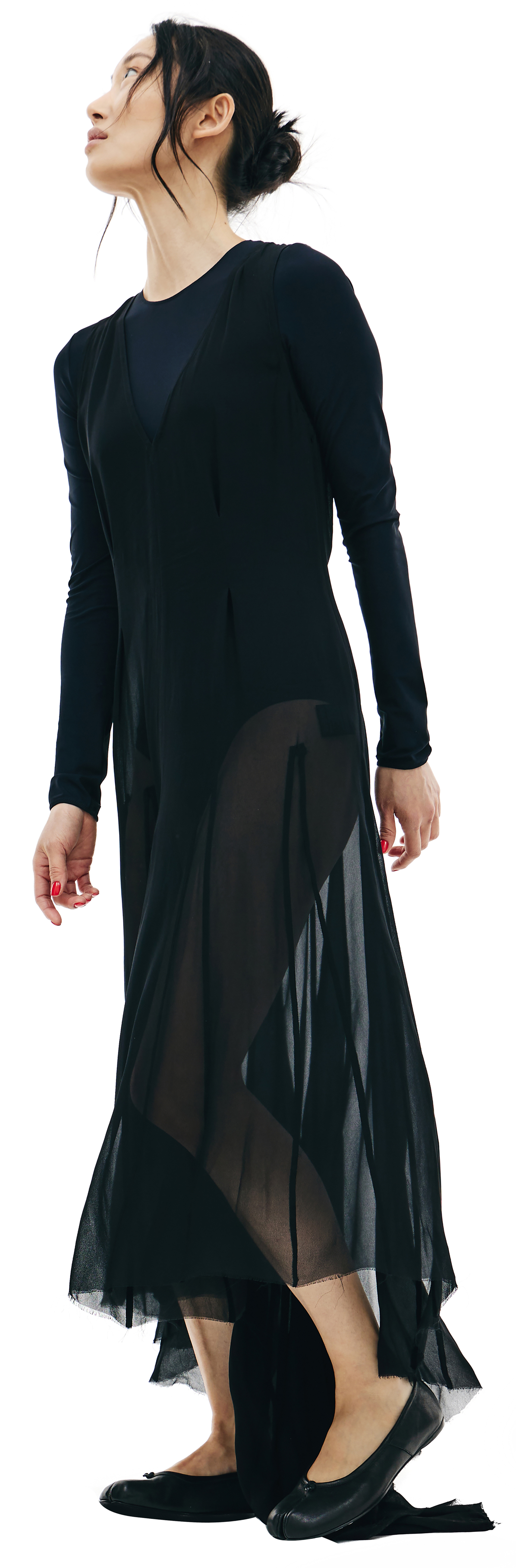 Ann Demeulemeester Полупрозрачное черное платье