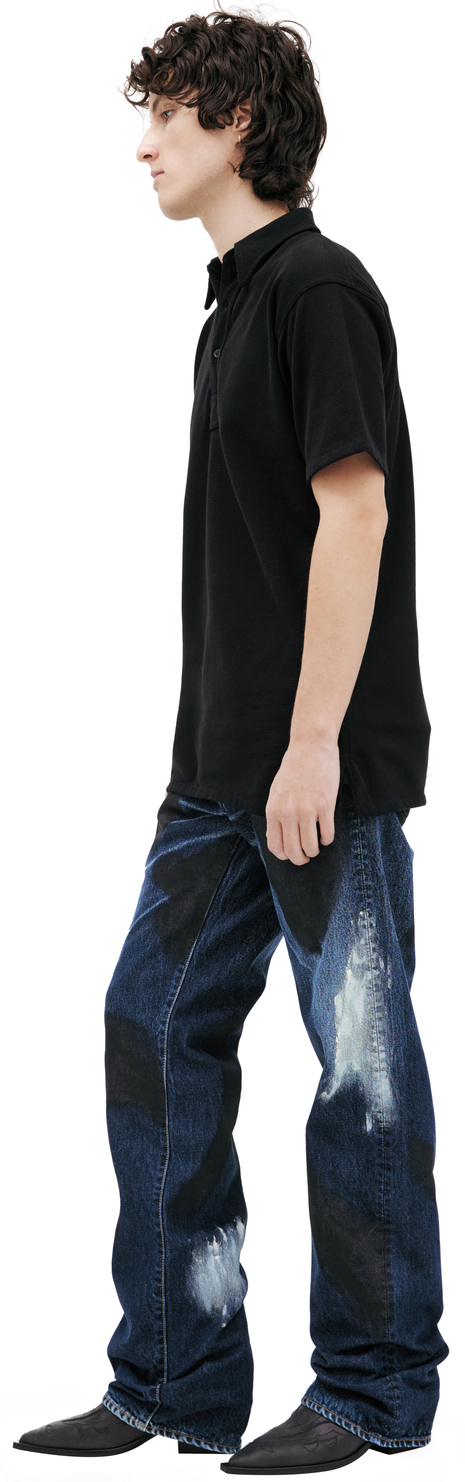 Maison Margiela Черное поло со стежками