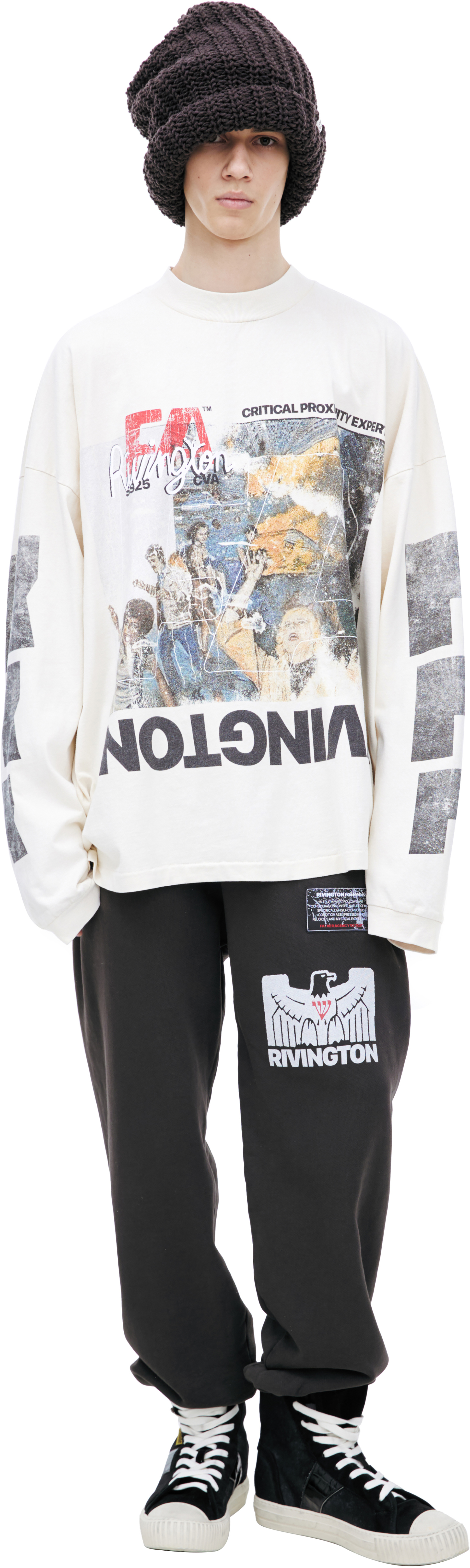 RRR123 Белый лонгслив с принтом